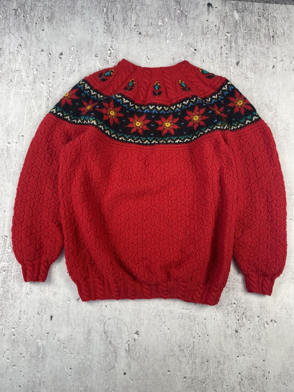 Dale Of Norway × Vintage Vintage Dale Of Norway Red Flowers Sweater Size M / US 6-8 / IT 42-44 - 3 Thumbnail