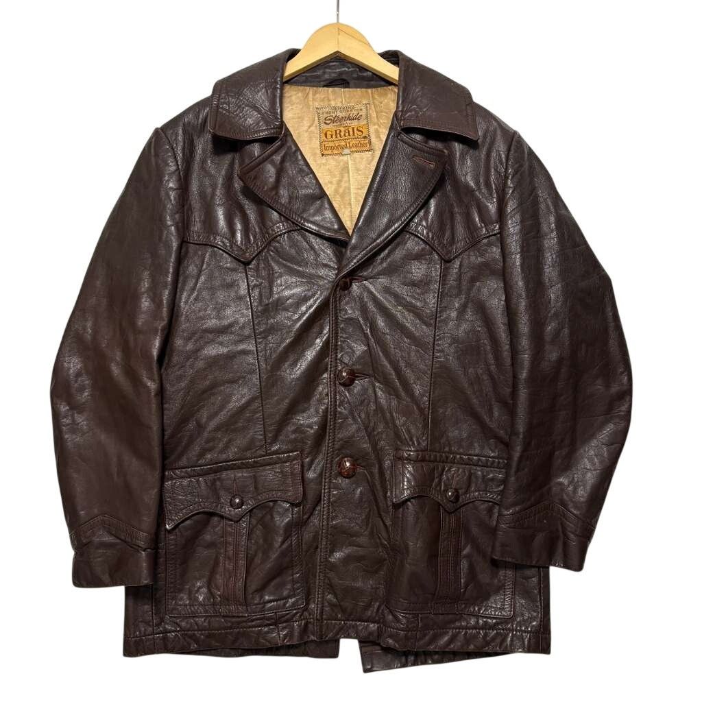 VTG 50's Steerhide Grais Leather Jacket Coat Brown Size 40