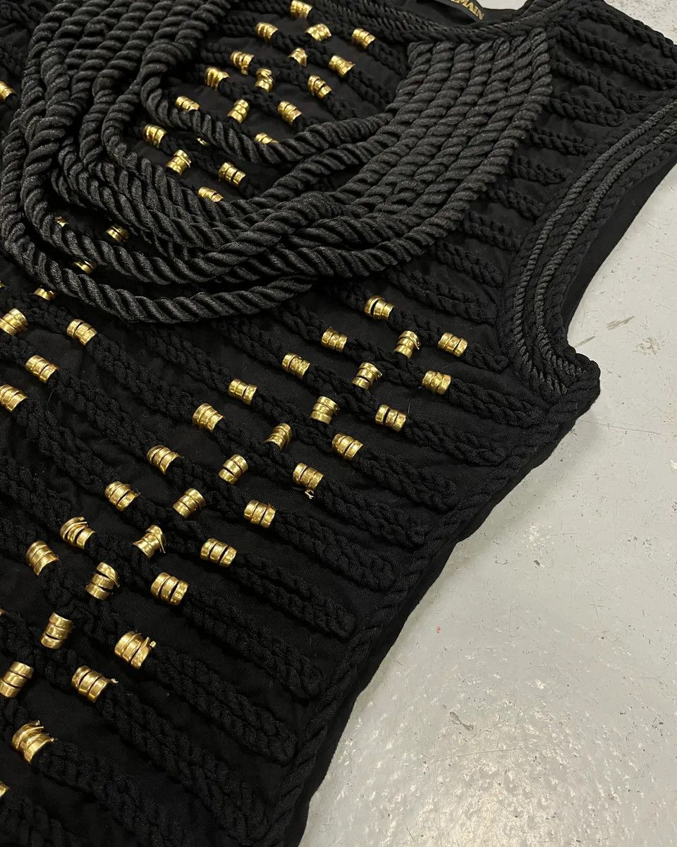 Balmain 2015 Balmain H&M Gold-Beaded Black Tank Top Size S / US 4 / IT 40 - 7 Thumbnail