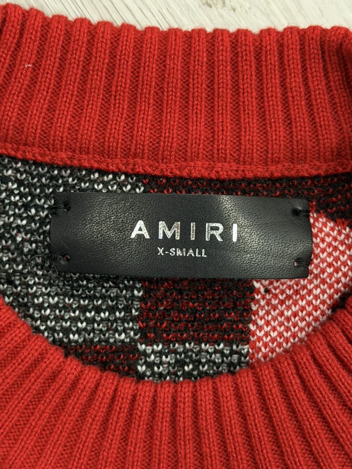 Amiri Amiri Logo Check Crewneck Sweater – Red / Multi Size US XS / EU 42 / 0 - 2 Thumbnail