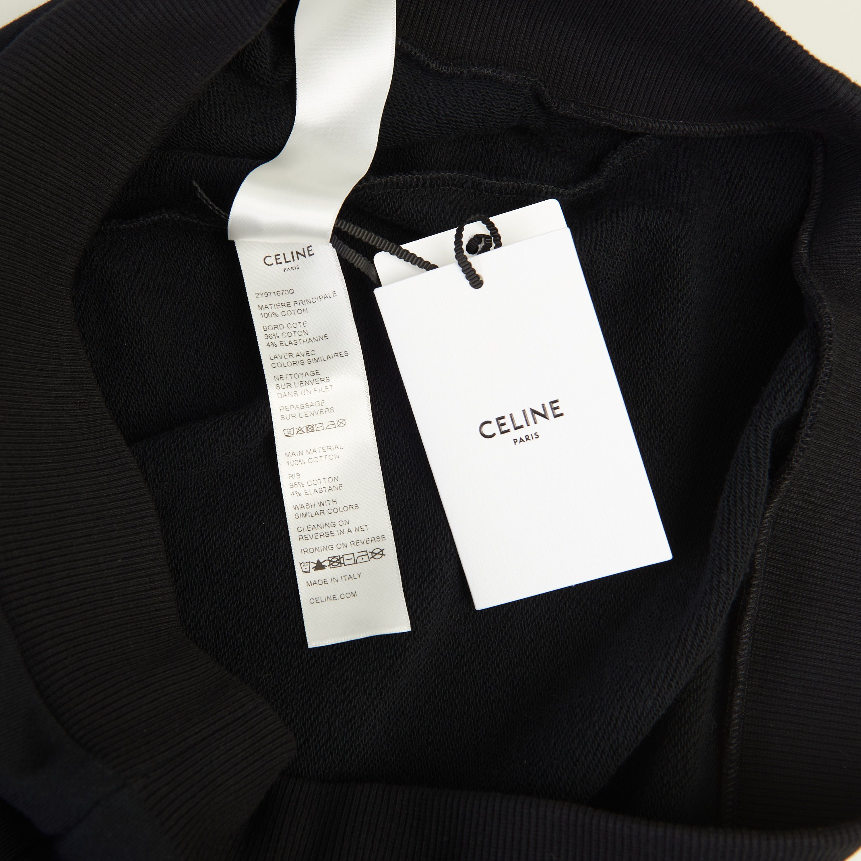Celine Black Hoodie Sweatshirt - Flag Print, Rhinestone Embroidery Size US S / EU 44-46 / 1 - 12 Thumbnail