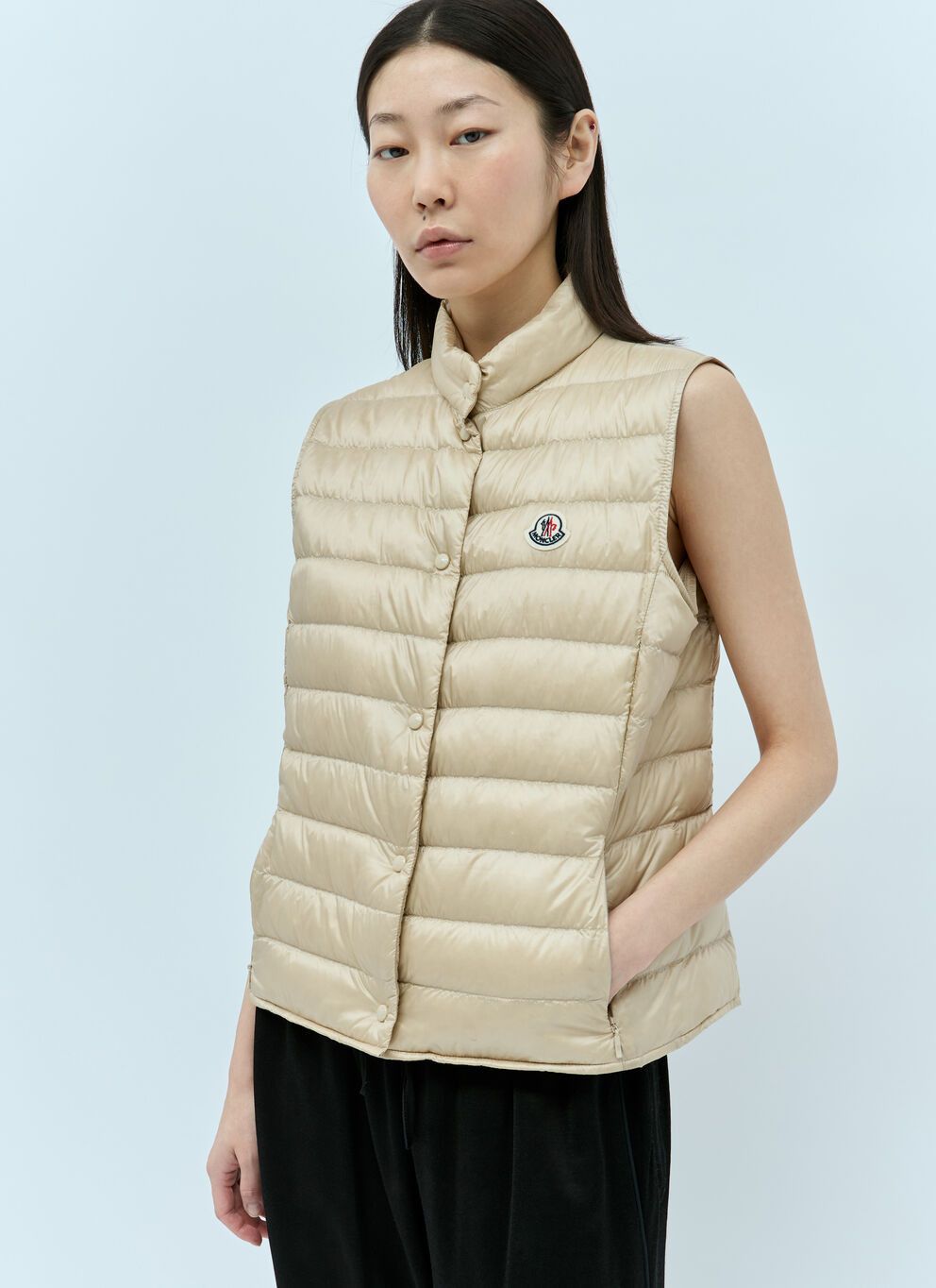 image of Moncler Liane Down Gilet in Beige, Women's (Size Small)