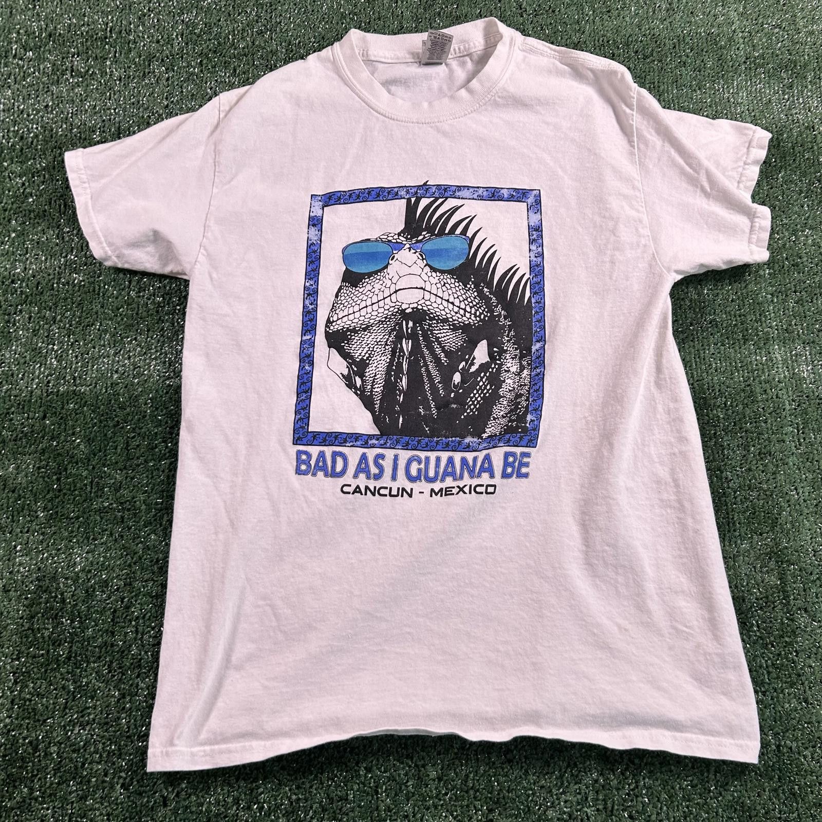 Gildan Men's White Graphic T-Shirt with Iguana Print. Medium Size US M / EU 48-50 / 2 - 1 Thumbnail
