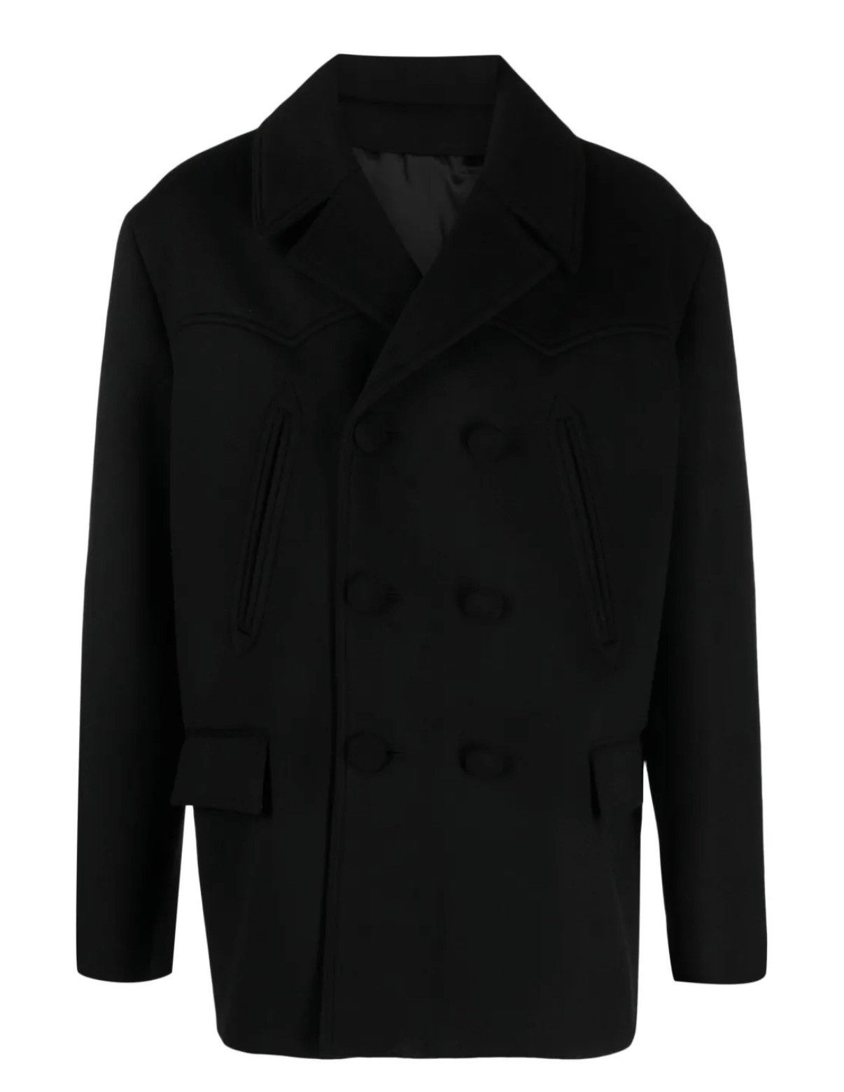 Balmain o1mt1gz0126 Balmain Wool Cashmere Peacoat in Black Size US S / EU 44-46 / 1 - 1 Thumbnail
