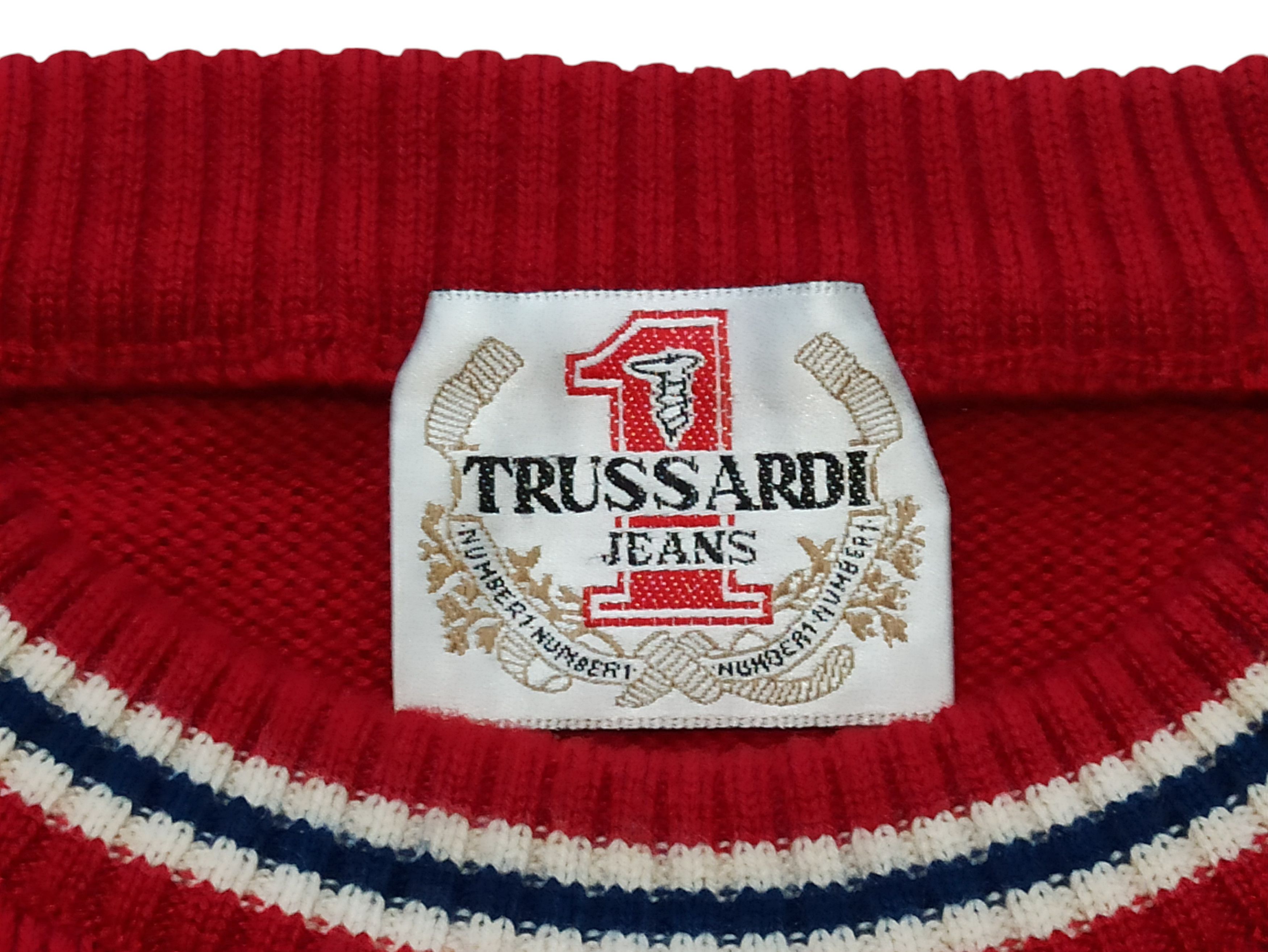 Trussardi × Vintage Trussardi Rare Vintage Sweater - 100% Wool, Red Size US L / EU 52-54 / 3 - 3 Thumbnail
