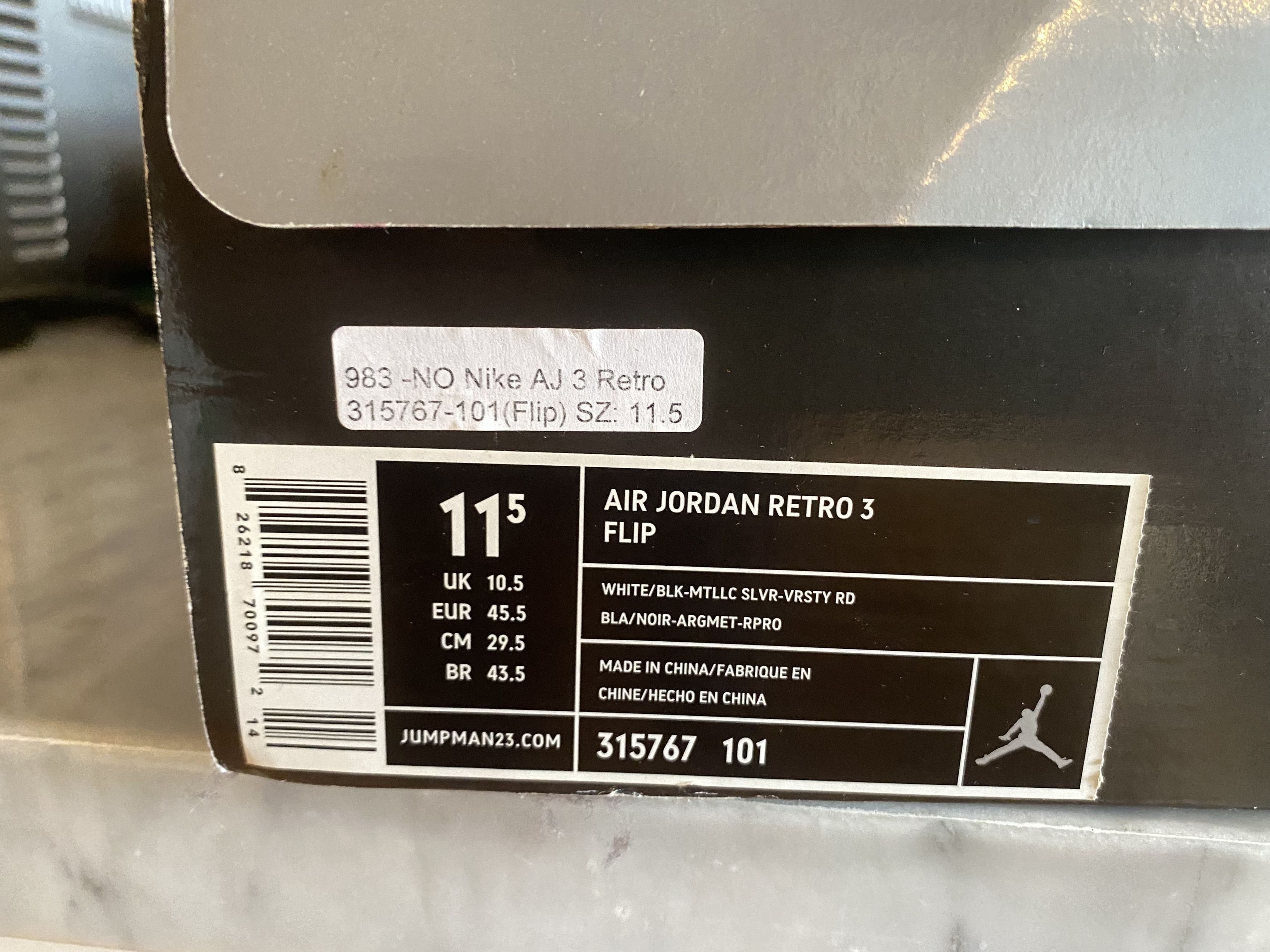 Jordan Brand Air Jordan Retro 3 Flip Size US 11.5 / EU 44-45 - 9 Thumbnail