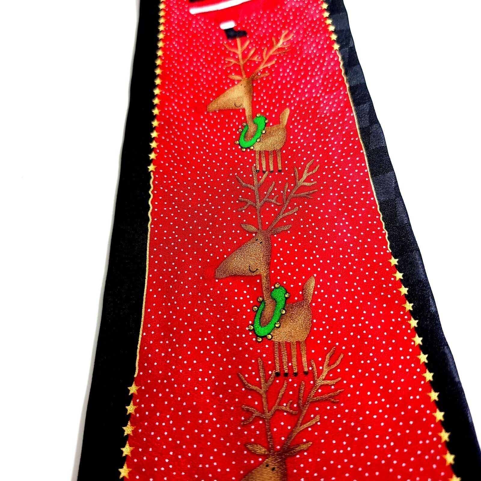 Vintage Hallmark Cool Yule Red Black Christmas Santa Reindeer Print Size ONE SIZE - 2 Thumbnail