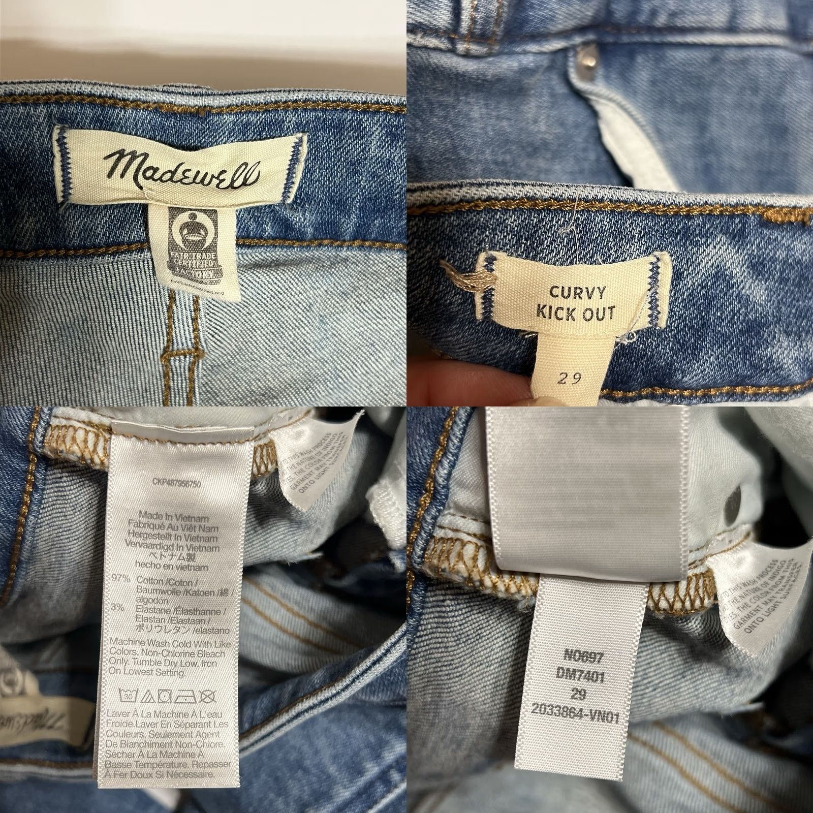 Madewell VINTAGE Madewell Jeans Womens 29x27 Curvy Kick Out Blue Medium Wash Denim Size 29" - 8 Thumbnail