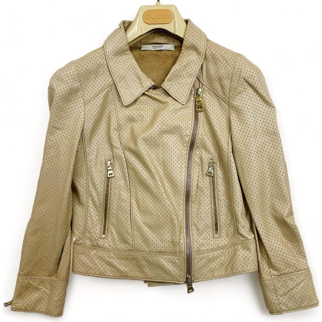 image of Prada - Ss09 Lambskin Jacket Beige Brown Sport, Women's (Size Small)