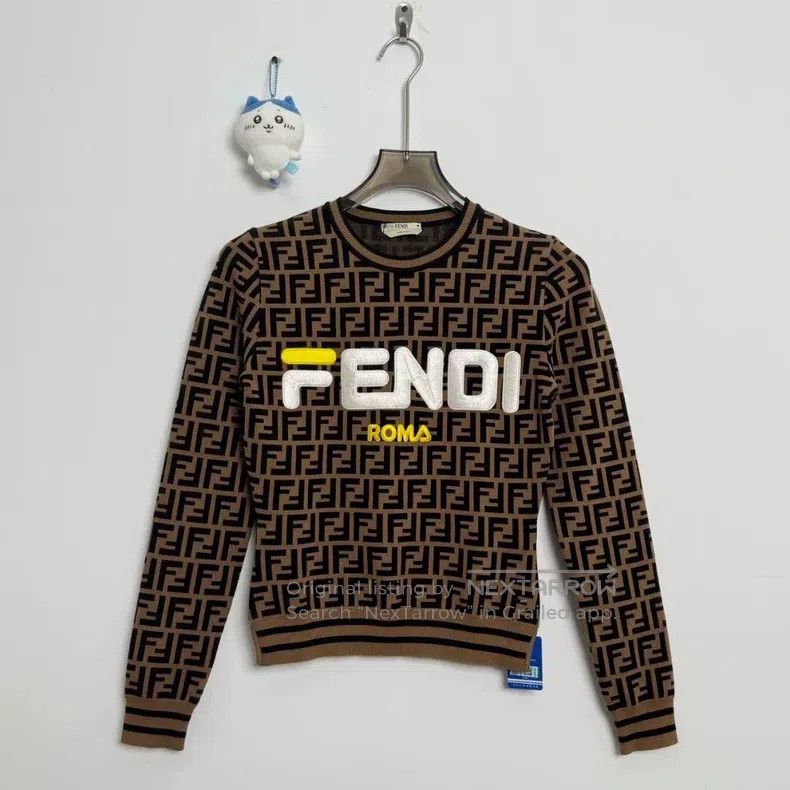 Fendi Fendi Large Logo Monogram Full Print Knit Shirt Size XXS / US 00 / IT 34 - 1 Thumbnail