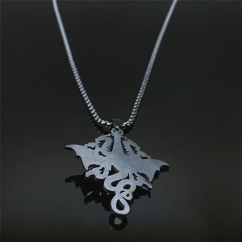 Jewelry Gothic Witchcraft Dragon Pendant Necklace Size ONE SIZE - 4 Thumbnail