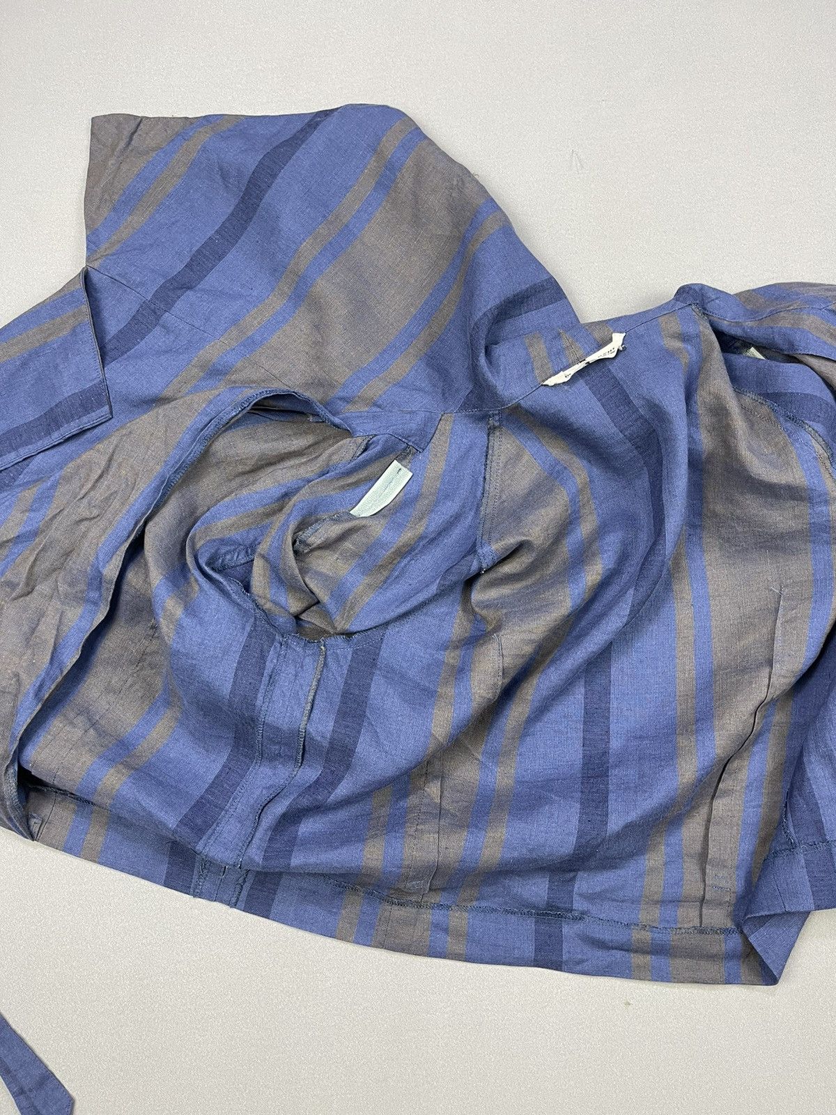 Hiroko Koshino Homme Hiroko Koshino Vintage Striped Traditional Crop Top Blouses Size M / US 6-8 / IT 42-44 - 7 Thumbnail