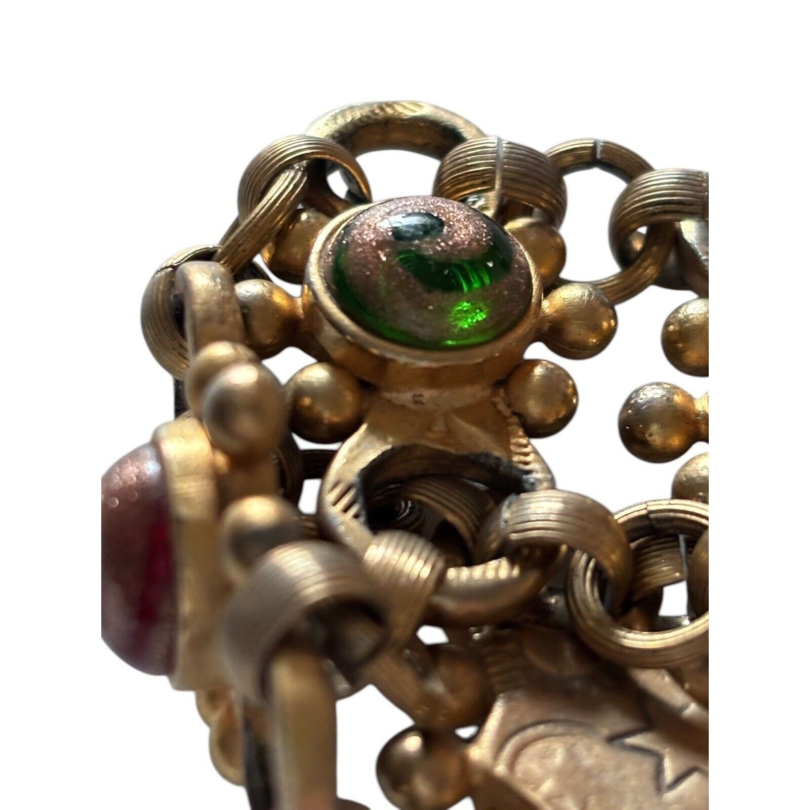 Other Venetian Art Glass Swirl Bracelet Wide Ornate Open Link Size ONE SIZE - 5 Thumbnail