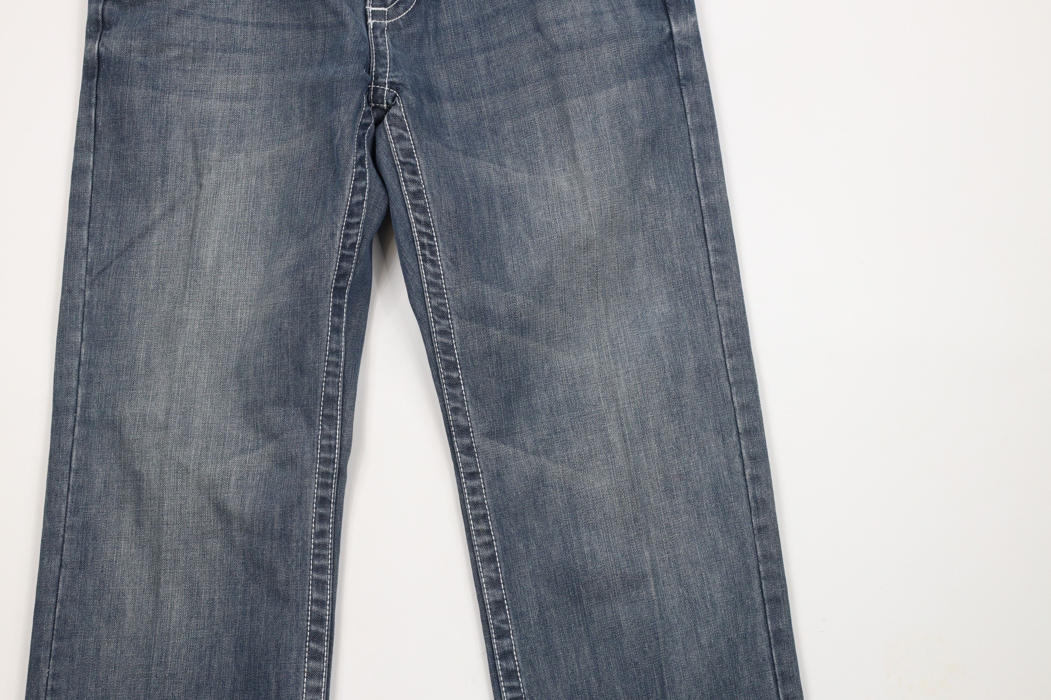 Pelle Pelle × Vintage Vintage Pelle Pelle Leather Trim Thick Stitch Denim Jeans Size US 32 / EU 48 - 3 Thumbnail