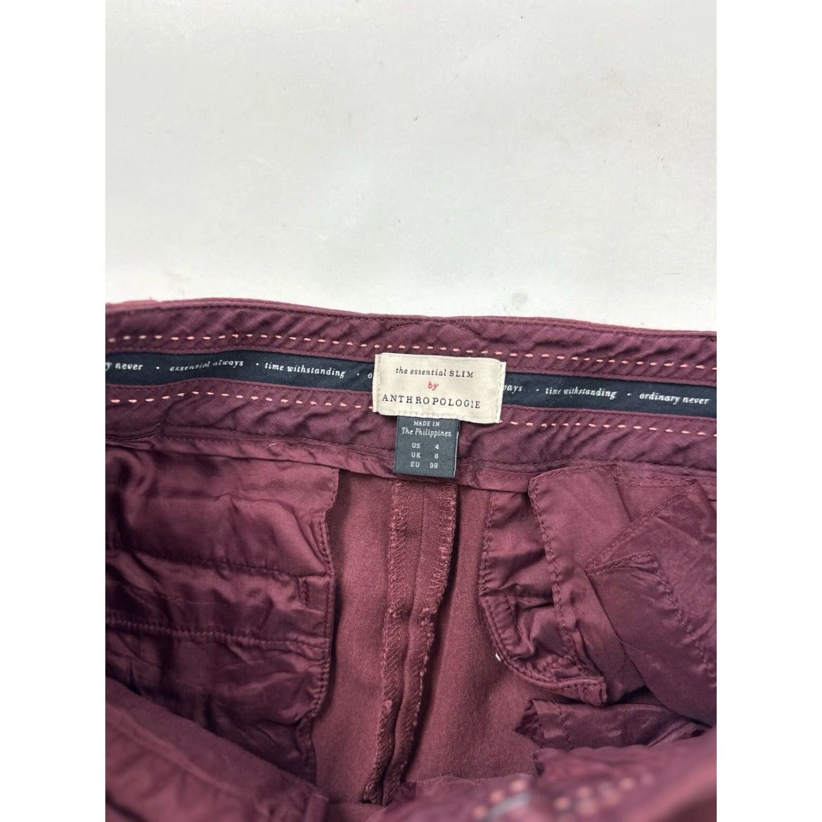 Anthropologie Anthropologie Pants Women’s 4 Red The Essential Slim Trouser Size 27" / US 4 / IT 40 - 4 Thumbnail