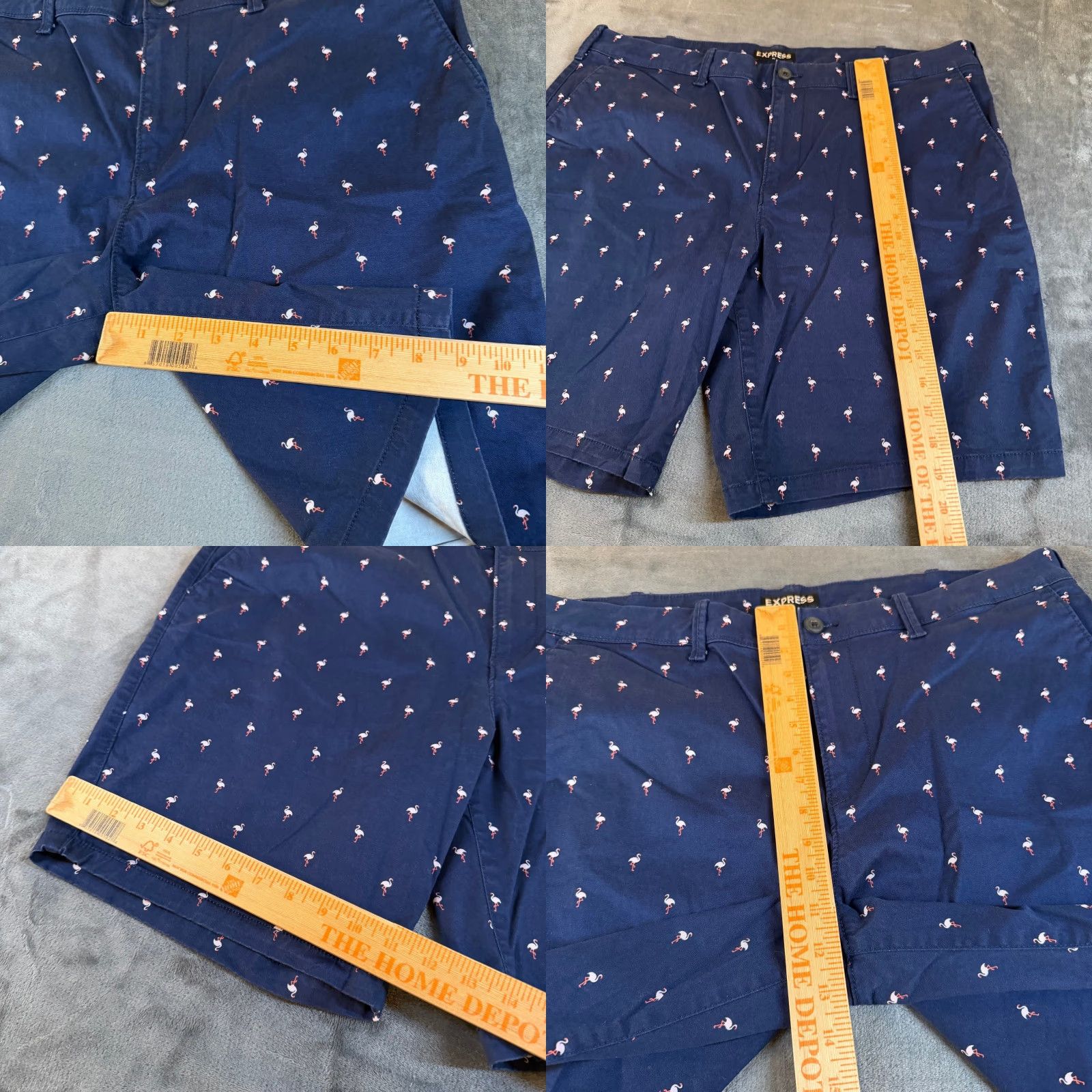 Express Express Chino Shorts Geometric Blue Casual Summer Mens 38 Set of 3 Size US 38 / EU 54 - 8 Thumbnail