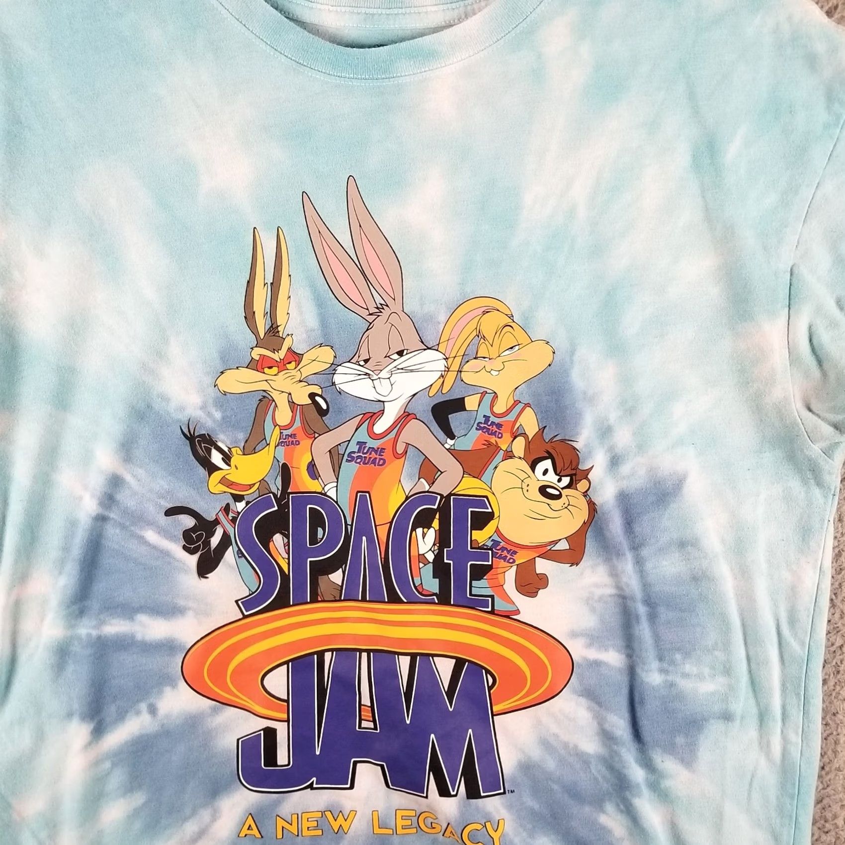 Vintage Space Jam Men T-Shirt Medium Tie-Dye A New Legacy Cartoon Cast Graphic Adult Tee Blue M Mens T-Shirt Size US M / EU 48-50 / 2 - 2 Thumbnail