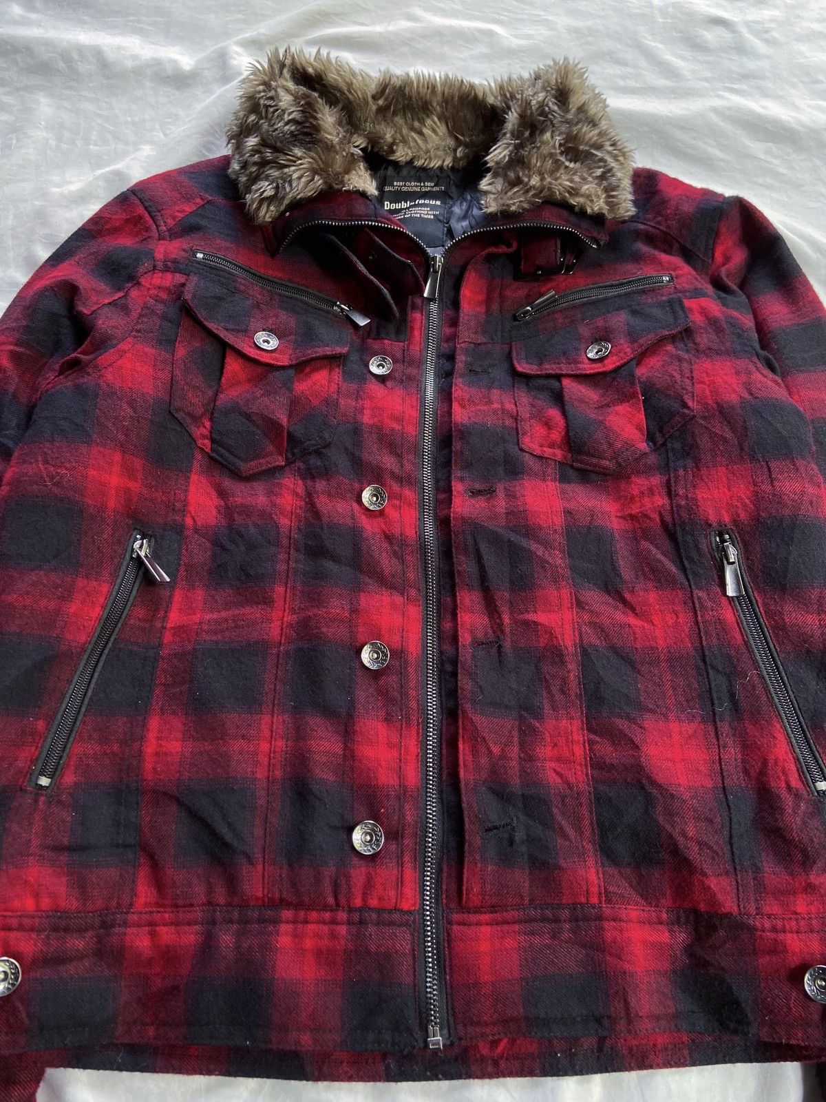 PPFM DOUBLE FOCUS BONDAGE PUNK PLAID FUR JACKET Size US M / EU 48-50 / 2 - 2 Thumbnail