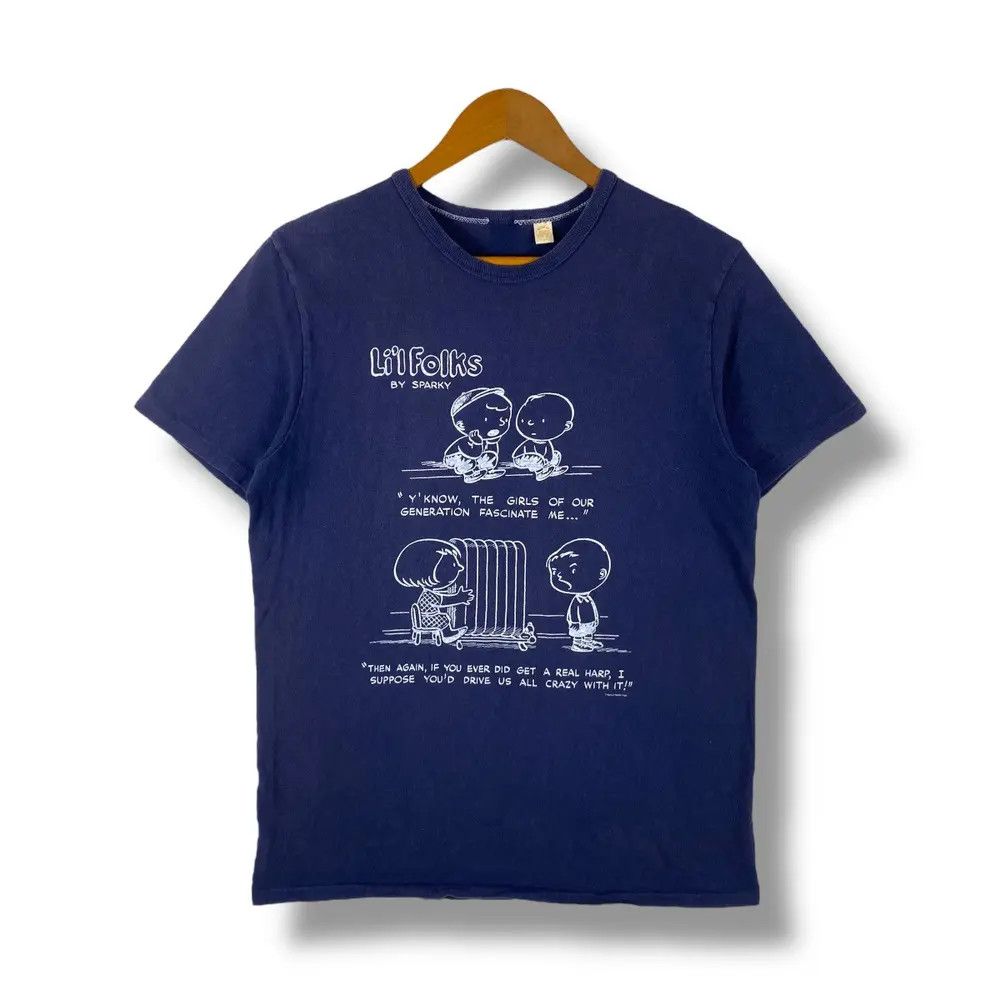 Japanese Brand LI'L FOLKS By Sparky Cartoon Made In Japan Indigo Tee Shirt Size US M / EU 48-50 / 2 - 1 Thumbnail