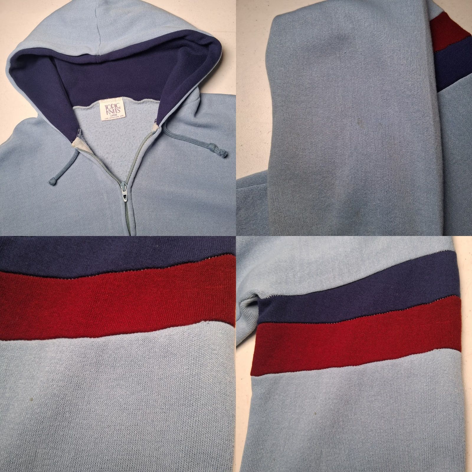 Vintage VINTAGE Topic Knits Hooded Sweatshirt Women L Blue Retro Sport Hoodie Knit Full Zip Pockets Made in USA Mens? Women? Size L / US 10 / IT 46 - 10 Thumbnail