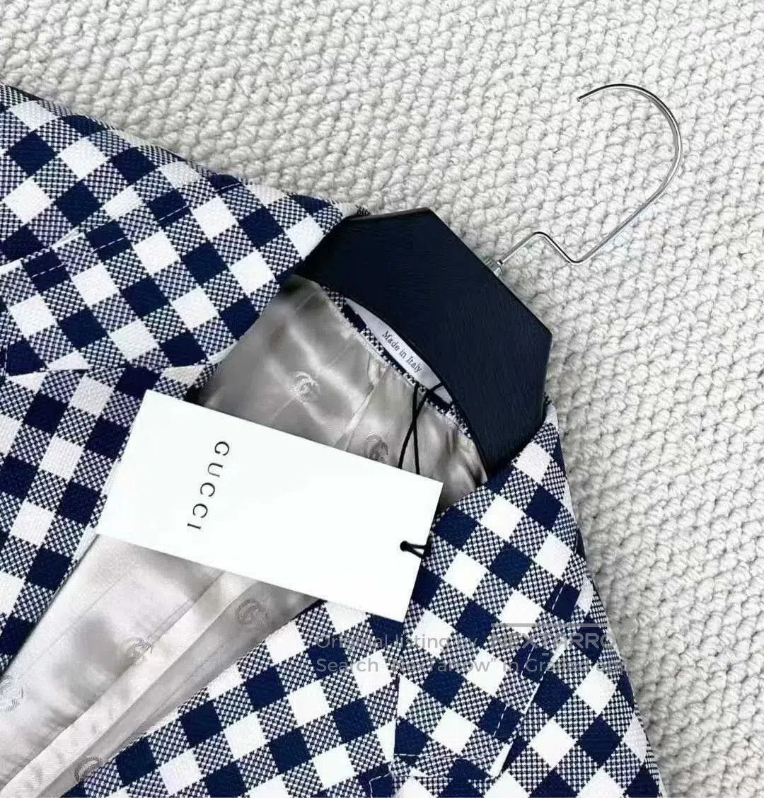 Gucci gucci blue and white checkered embroidered jacket. Size US L / EU 52-54 / 3 - 2 Thumbnail