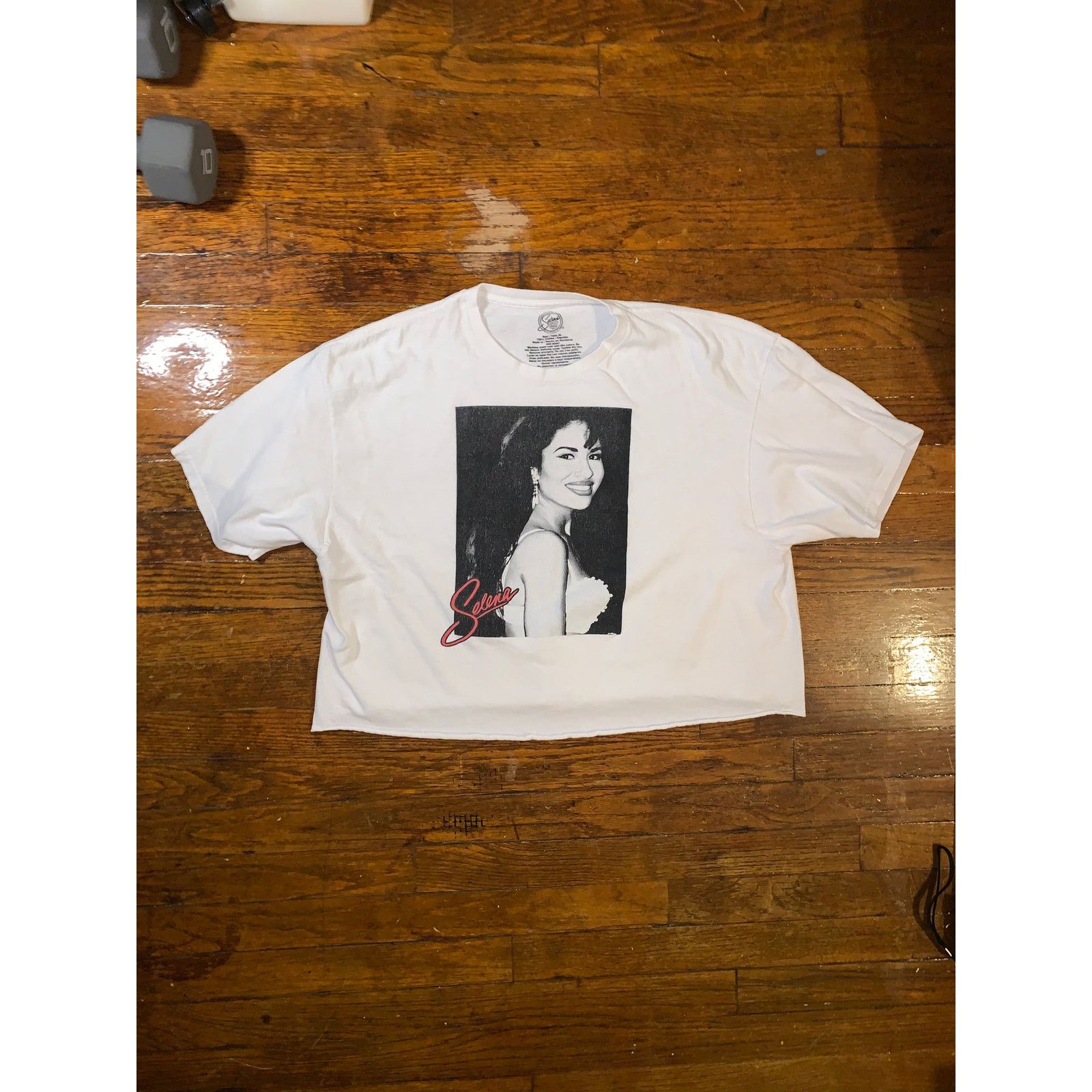 Band Tees × Other Selena Cropped T Shirt Womens XL White Boxy Tejano Singer Size XL / US 12-14 / IT 48-50 - 3 Thumbnail