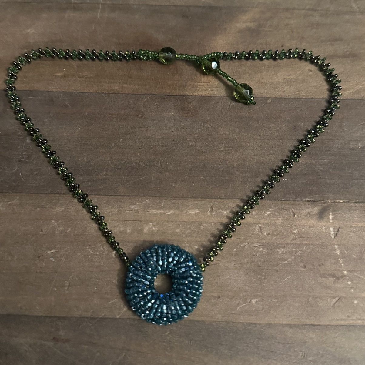 Vintage Vintage glass seed bead pendant necklace Size ONE SIZE - 2 Thumbnail