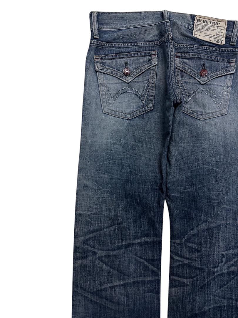 Le Grande Bleu (L.G.B.) VINTAGE EDWIN INSANE HEAVY MUDWASH WHISKER DISTRESSED DENIM Size US 32 / EU 48 - 12 Thumbnail