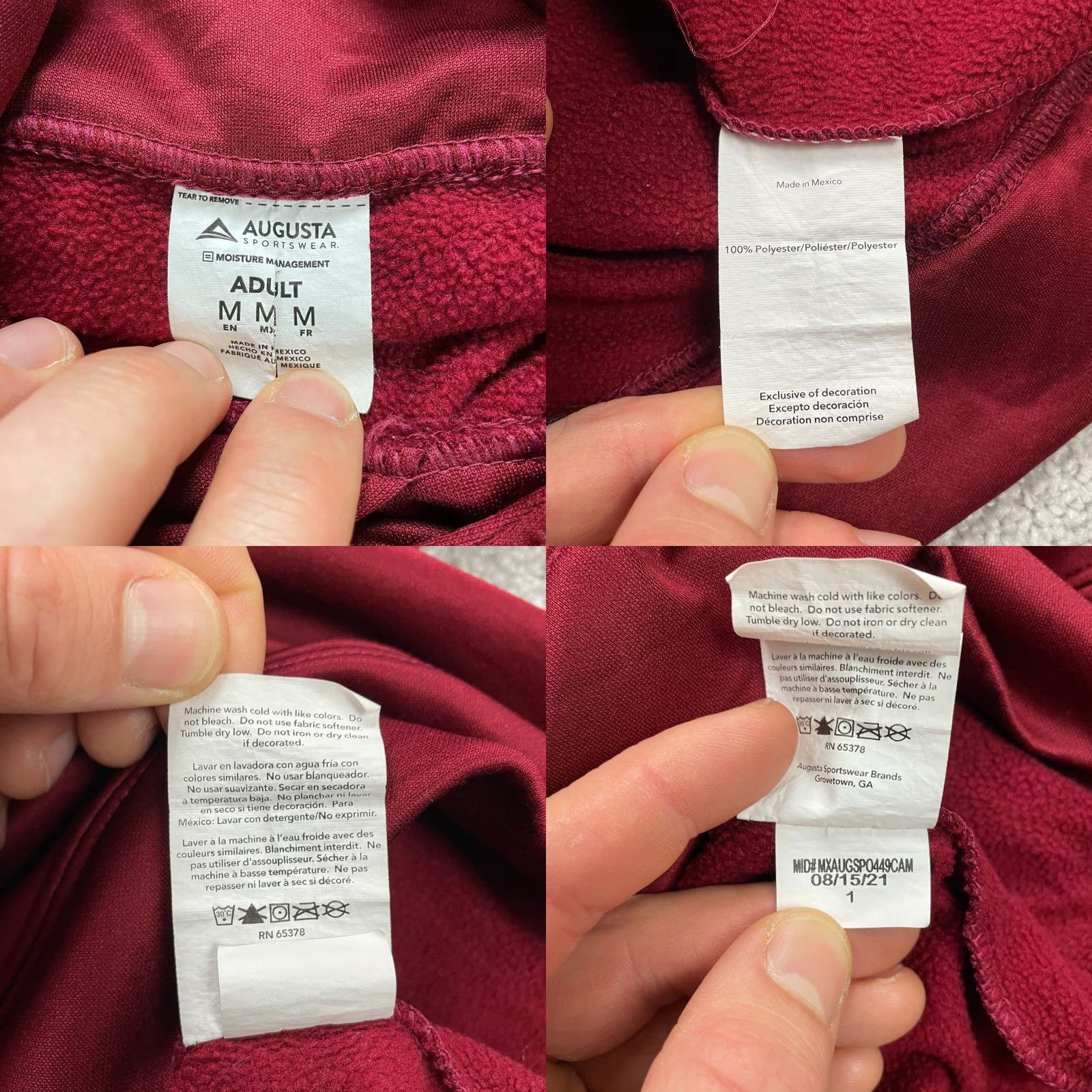 Augusta Sportswear Augusta Hoodie Pullover Men Medium Red Fleece Graphic Logo Football Hooded Sweatshirt Size US S / EU 44-46 / 1 - 8 Thumbnail