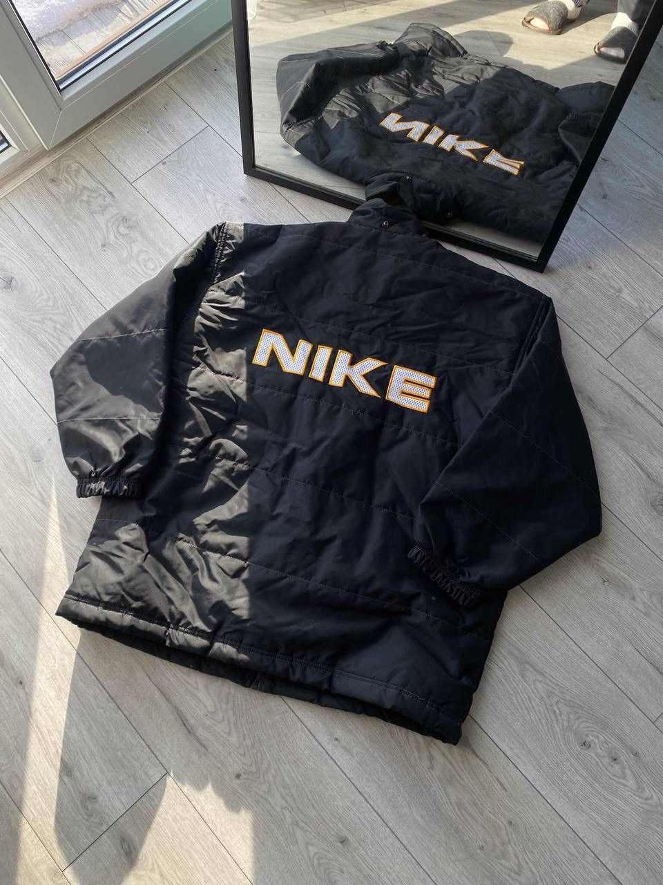 Vintage Nike Spellout Black Down Black Puffer Jacket M