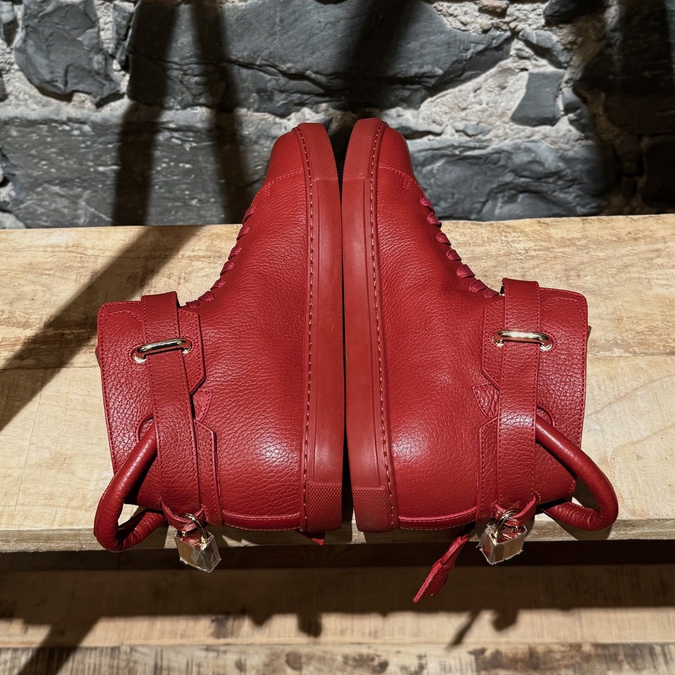 Buscemi Buscemi Red Leather 100MM High Top Sneakers Size US 9 / EU 42 - 8 Thumbnail
