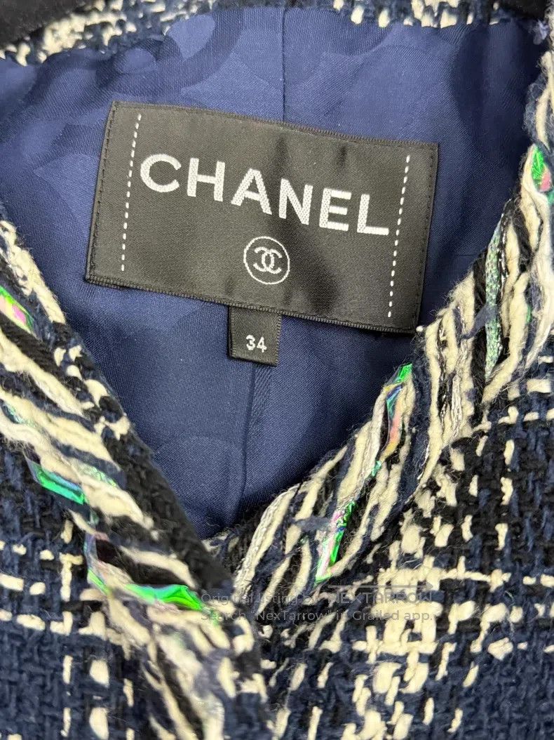 Chanel Chanel Waterfall series blue and white plaid woven jacket Size XS / US 0-2 / IT 36-38 - 4 Thumbnail