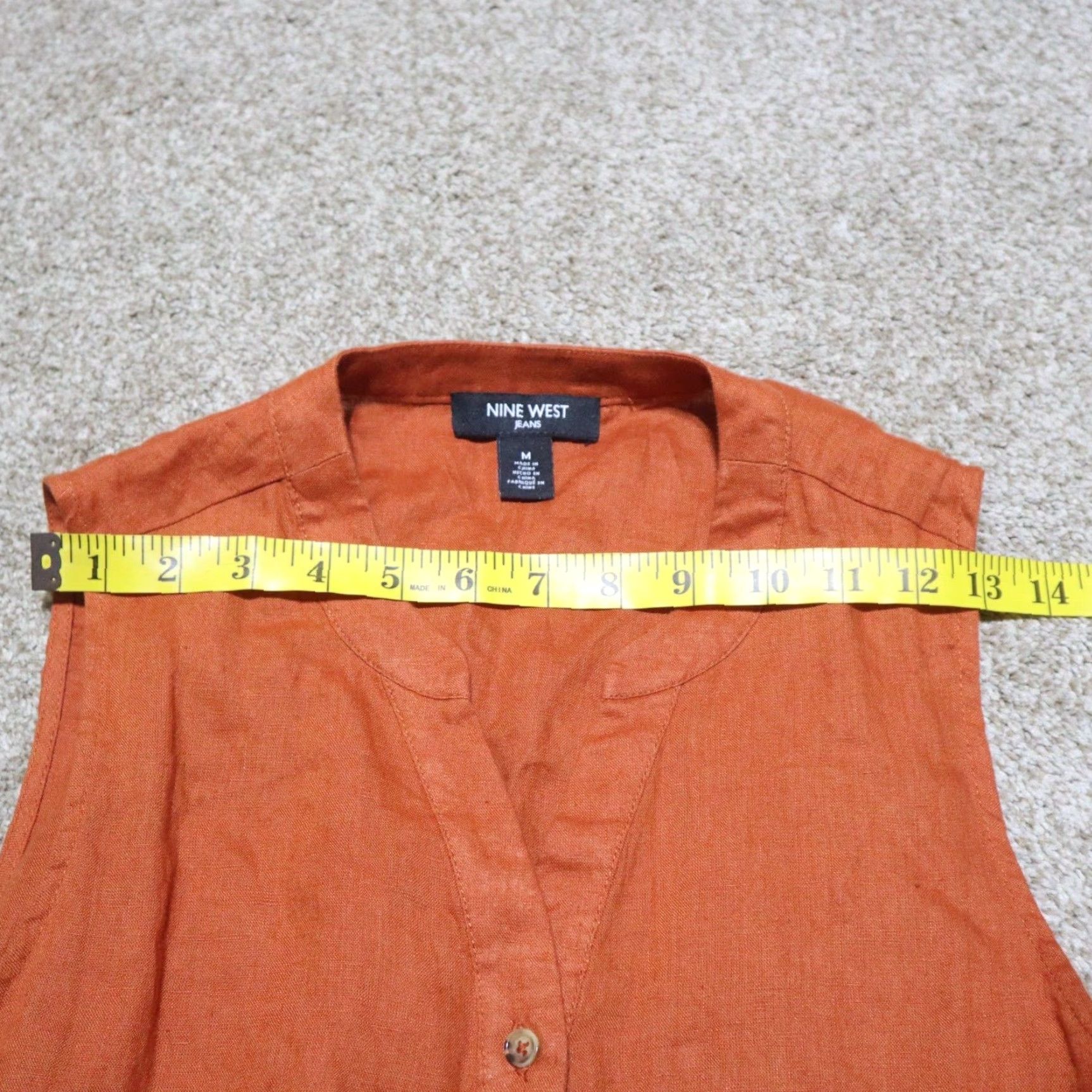 Nine West Nine West Shirt Women M Orange Button Up Sleeveless Beaded Casual Blouse 90s? No, 00s? Not applicable. Size M / US 6-8 / IT 42-44 - 5 Thumbnail