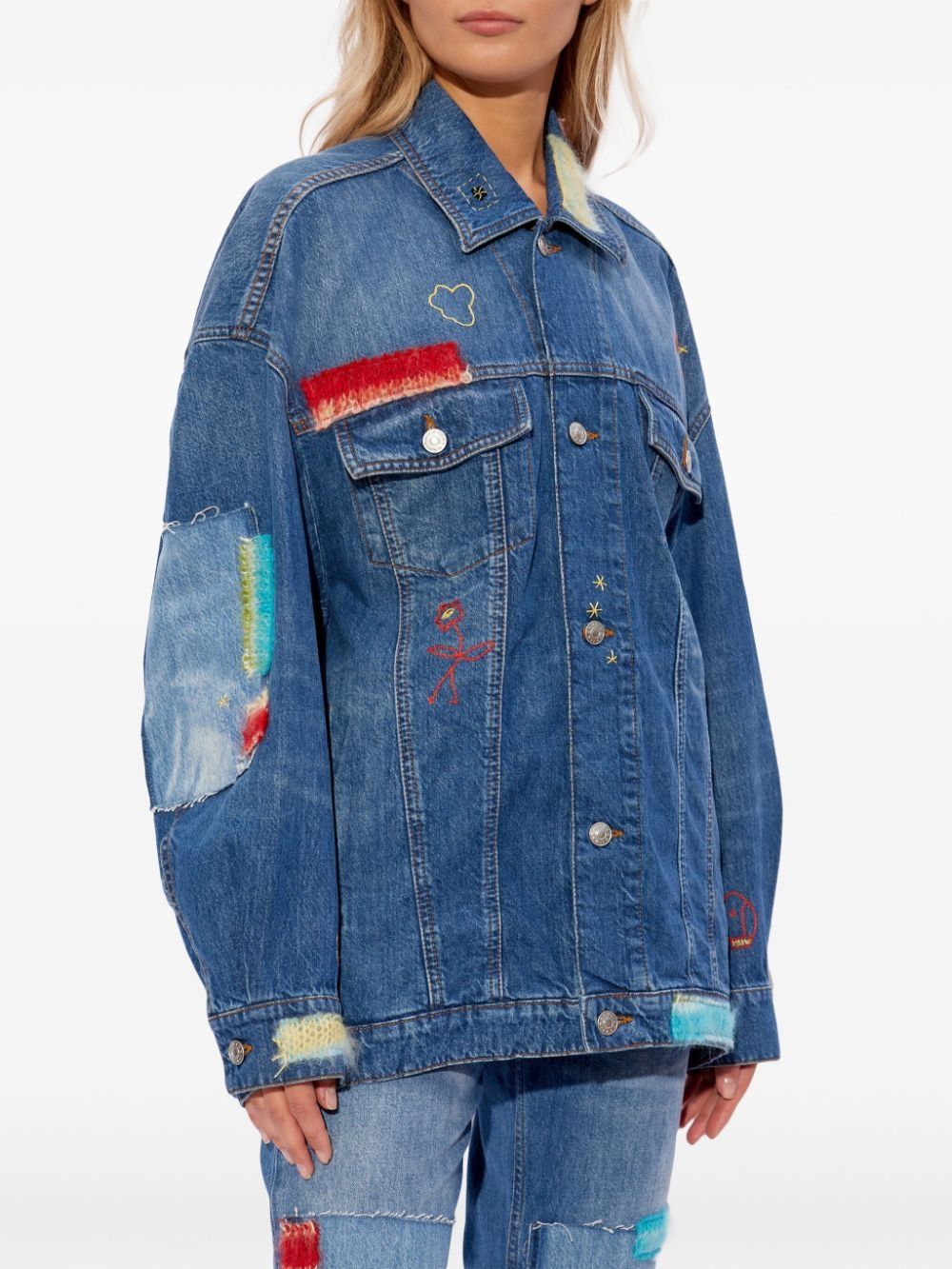 Marni o1w1db10125 Knitted Panel Denim Jacket in Blue Size M / US 6-8 / IT 42-44 - 2 Thumbnail