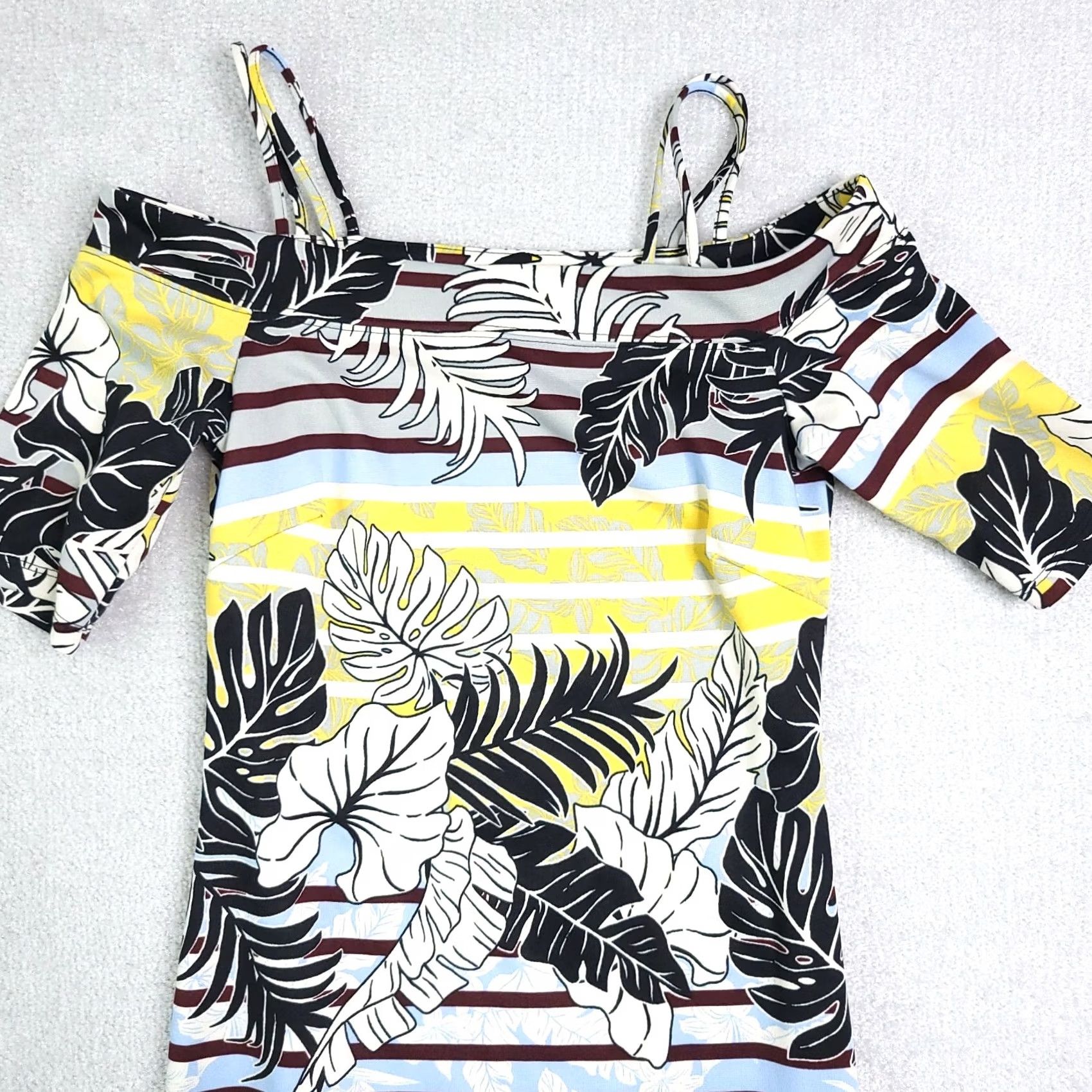 H&M H&M Tropical Hawaiian Dress Women's Small Multicolor Off The Shoulder Strappy Dress) Size S / US 4 / IT 40 - 3 Thumbnail