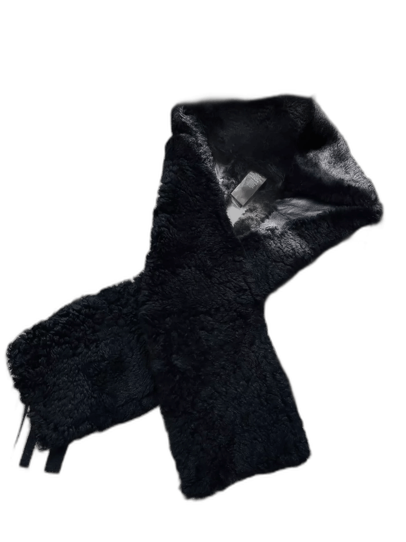 Yves Saint Laurent Yves Salomon Black Fur Hooded Scarf Shawl Size ONE SIZE - 1 Thumbnail