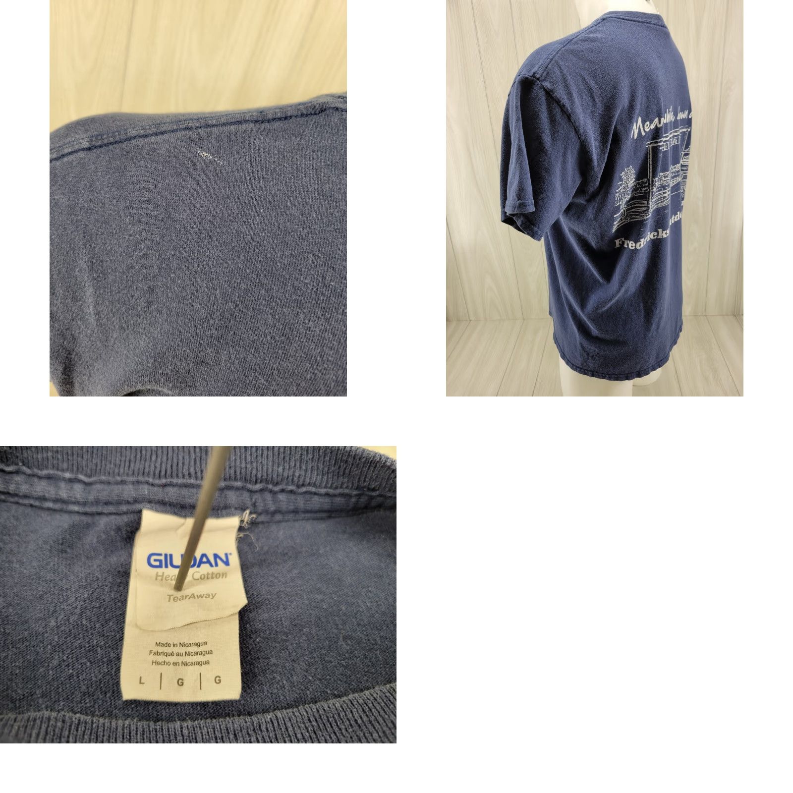 Gildan VINTAGE Distressed Shirt Men's L Gildan T-Shirt Short Sleeve Blue Outdoor Alabama Fredricks Size US L / EU 52-54 / 3 - 8 Thumbnail
