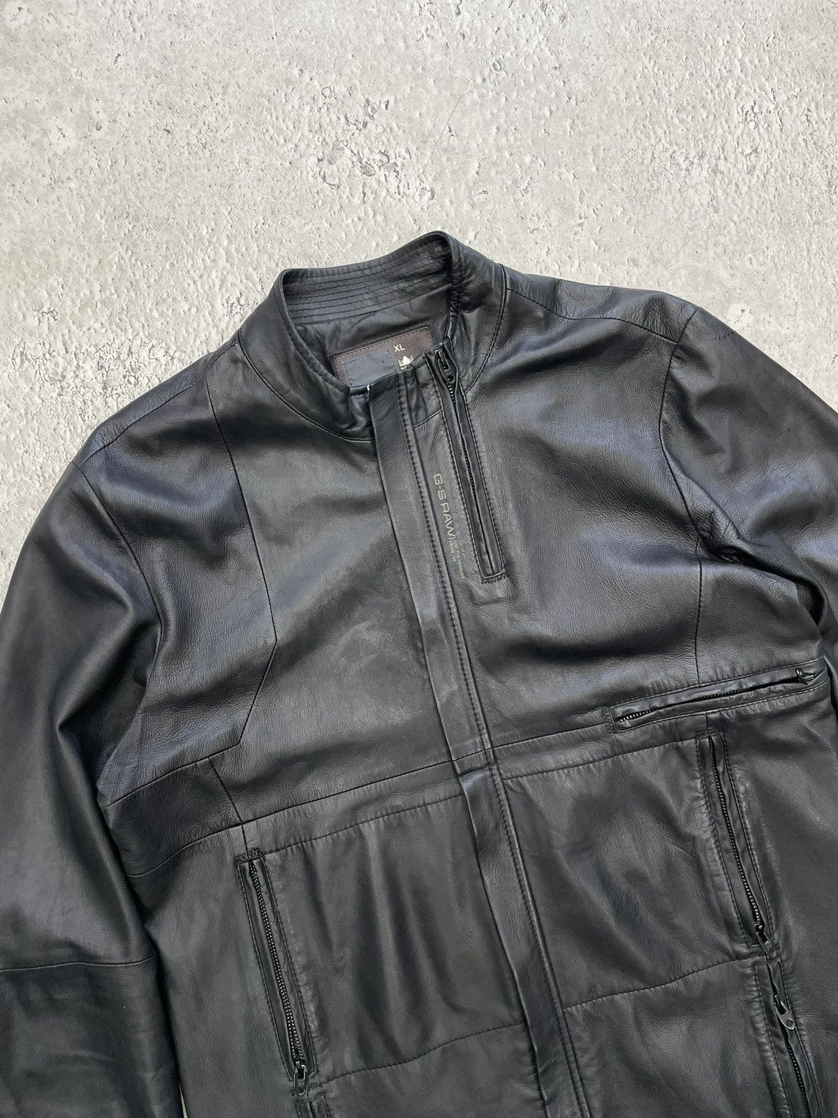 G star raw zipper 14th addiction leather opium jacket y2k