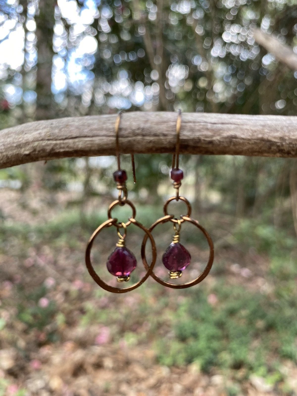 Handmade Garnet Hoops Size ONE SIZE - 4 Thumbnail
