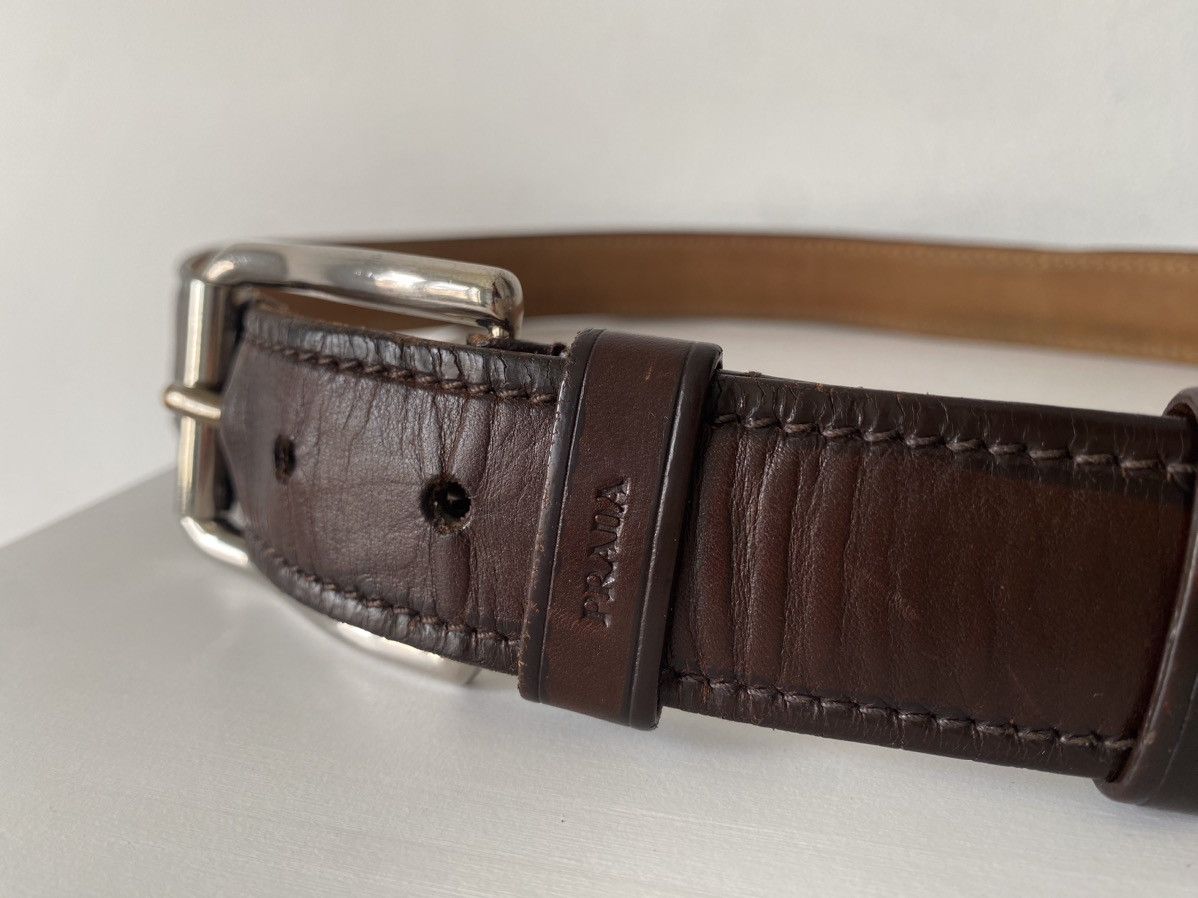 Prada Prada Leather Brown Belt Size 38 - 4 Thumbnail