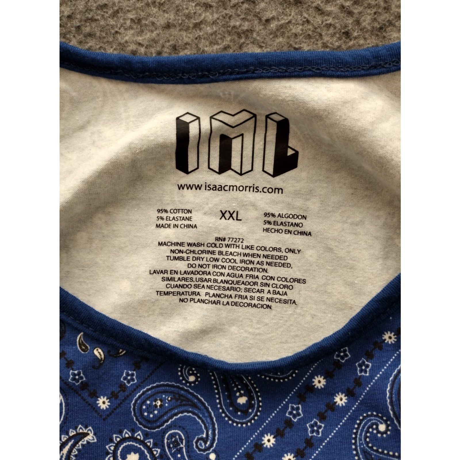 Vintage Isaac Morris Cotton Blend Bodysuit Sleeveless Women's XXL Blue Paisley Bandana Size XXL / US 16-18 / IT 52-54 - 5 Thumbnail
