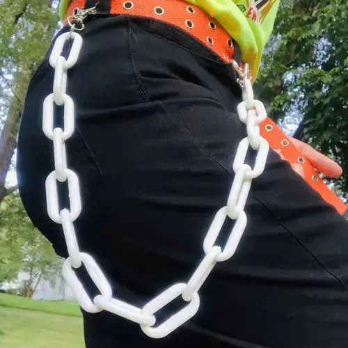 Other Chunky Unisex White Acrylic Wallet Pant Chains Belt chains Size ONE SIZE - 3 Thumbnail