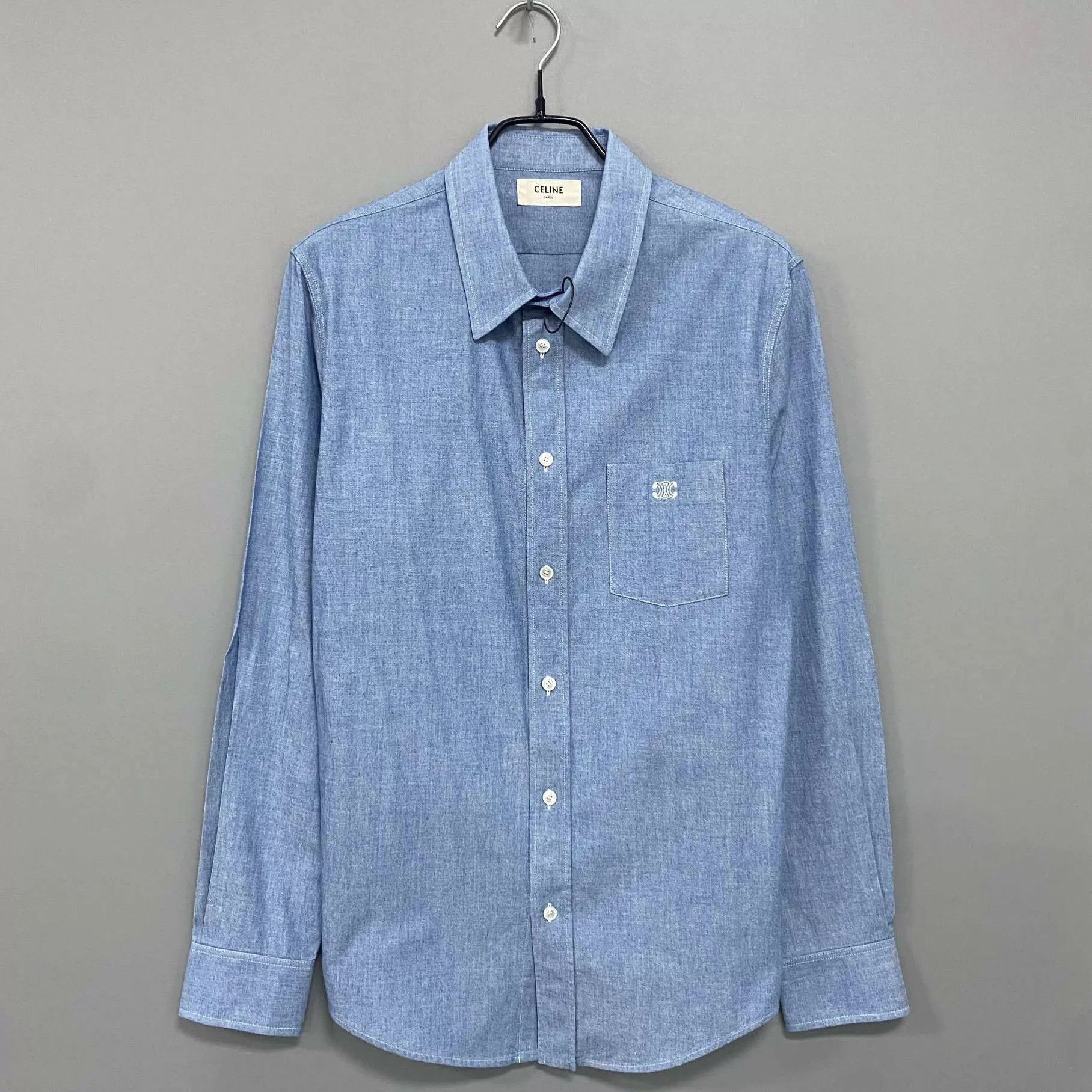 Celine Celine Triomphe Logo Long-Sleeve Shirt 38 Size US S / EU 44-46 / 1 - 1 Thumbnail
