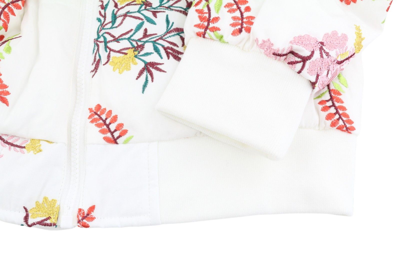 Desigual PADDED NICOLE XS White Embroidered Leafs Jacket 88711 Size XS / US 0-2 / IT 36-38 - 7 Thumbnail