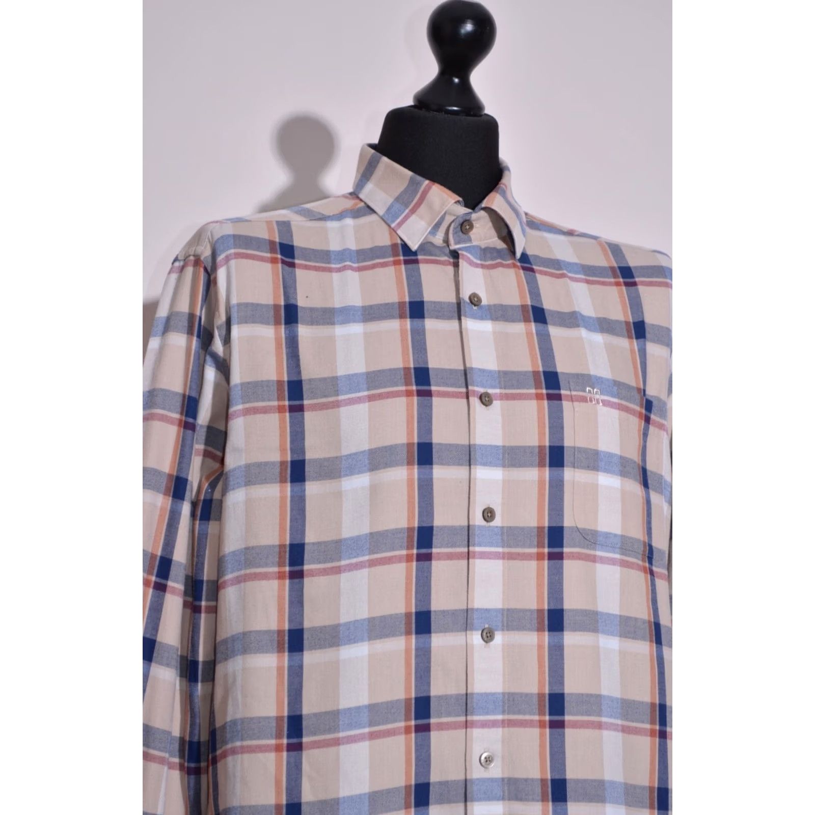 DAKS DAKS Shirt Beige Check Long Sleeve Men M Regular Classic Button-Up Casual Travel 110 Size US M / EU 48-50 / 2 - 3 Thumbnail
