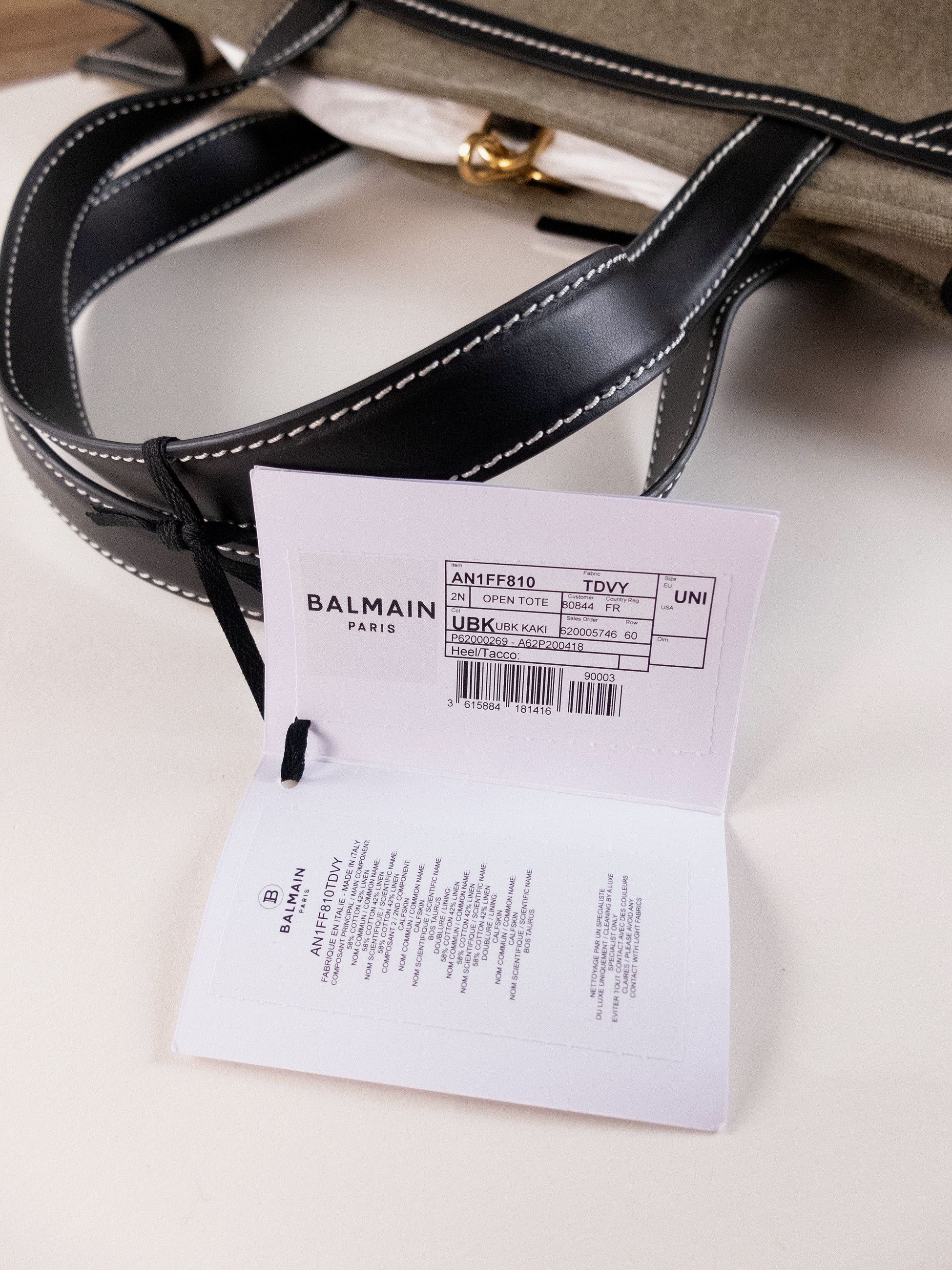 Balmain BALMAIN B Army 42 khaki black green canvas leather tote bag Size ONE SIZE - 12 Thumbnail
