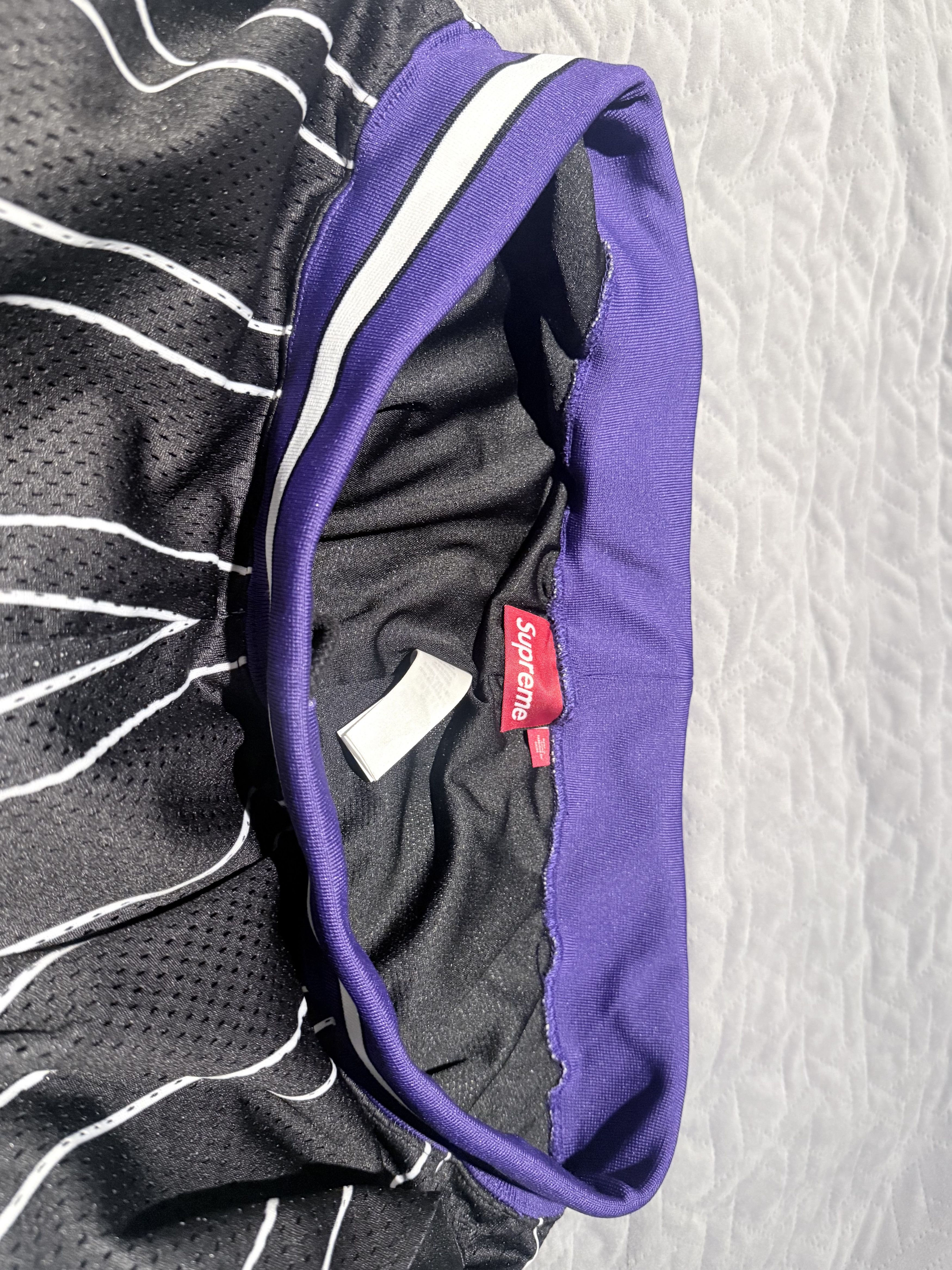Supreme Supreme Black Mesh Basketball Shorts Purple Stripe Star Logo Size US 32 / EU 48 - 3 Thumbnail