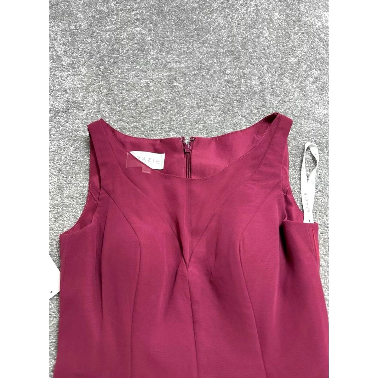 Vintage Azazie Kaya A-Line Dress Womens A8 Red Lined Sleeveless Scoop Neck Back Zip Formal Wedding Size M / US 6-8 / IT 42-44 - 3 Thumbnail