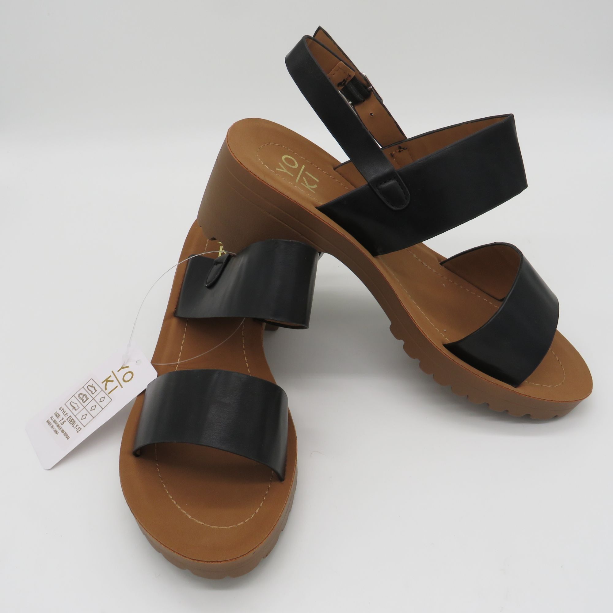 Other Yoki Womens Black Slingback Platform Sandals Size 7.5 Faux L Size US 7.5 / IT 37.5 - 6 Thumbnail