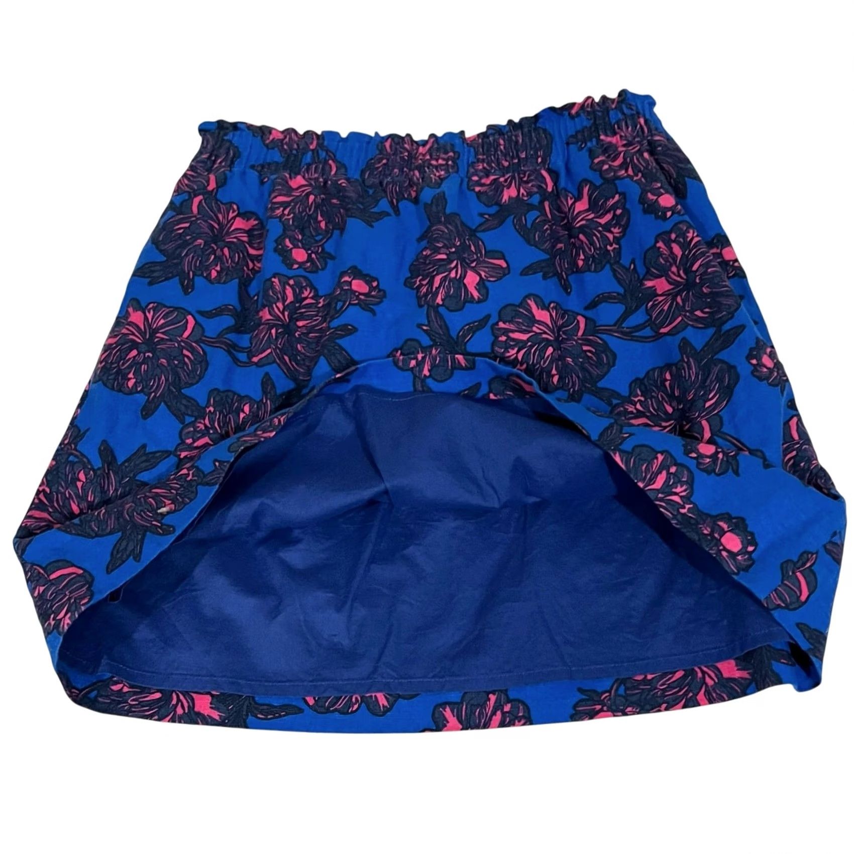 J.Crew J.Crew Floral Cotton Linen Blend Mini Skirt Blue Pink Elastic Waist Pockets 10 Womens Skirt Casual Party/Cocktail Travel Spring Summer Size 32" / US 10 / IT 46 - 2 Thumbnail